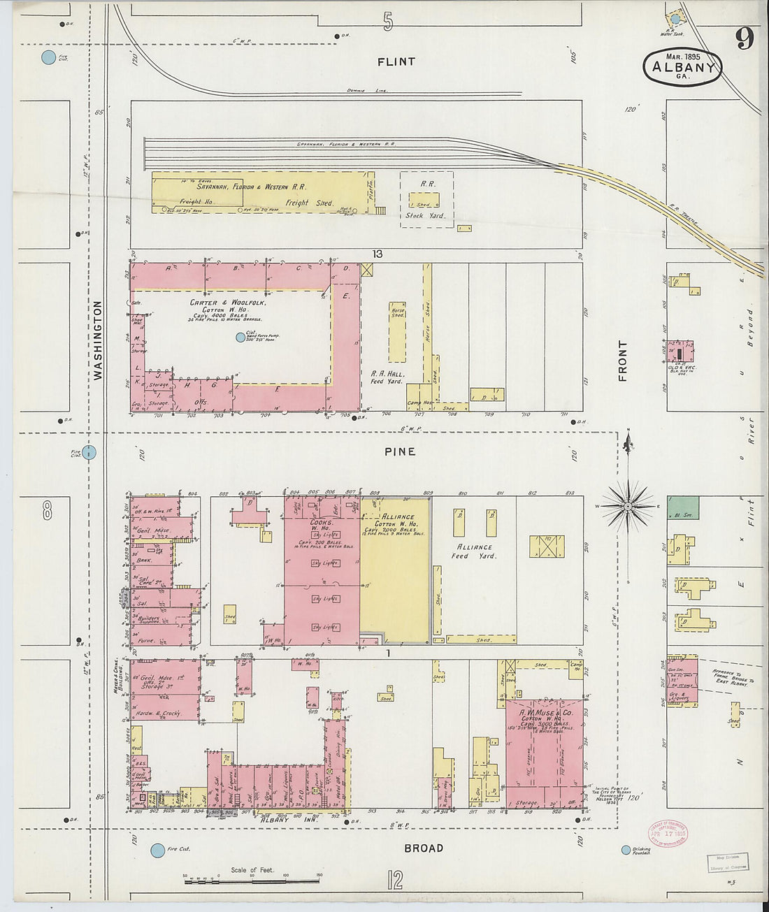 This old map of Albany, Dougherty County, Georgia was created by Sanborn Map Company in 1895