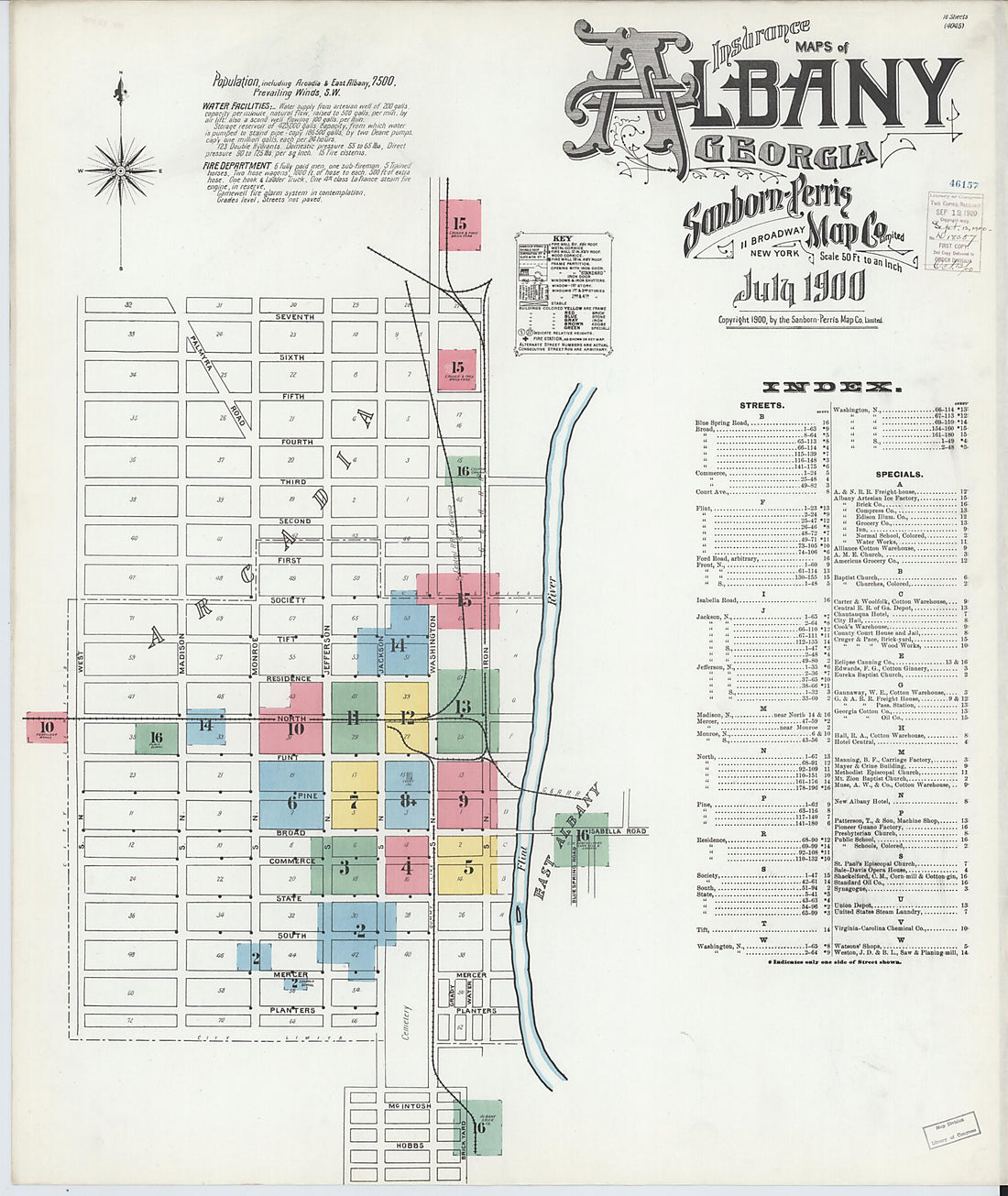 This old map of Albany, Dougherty County, Georgia was created by Sanborn Map Company in 1900