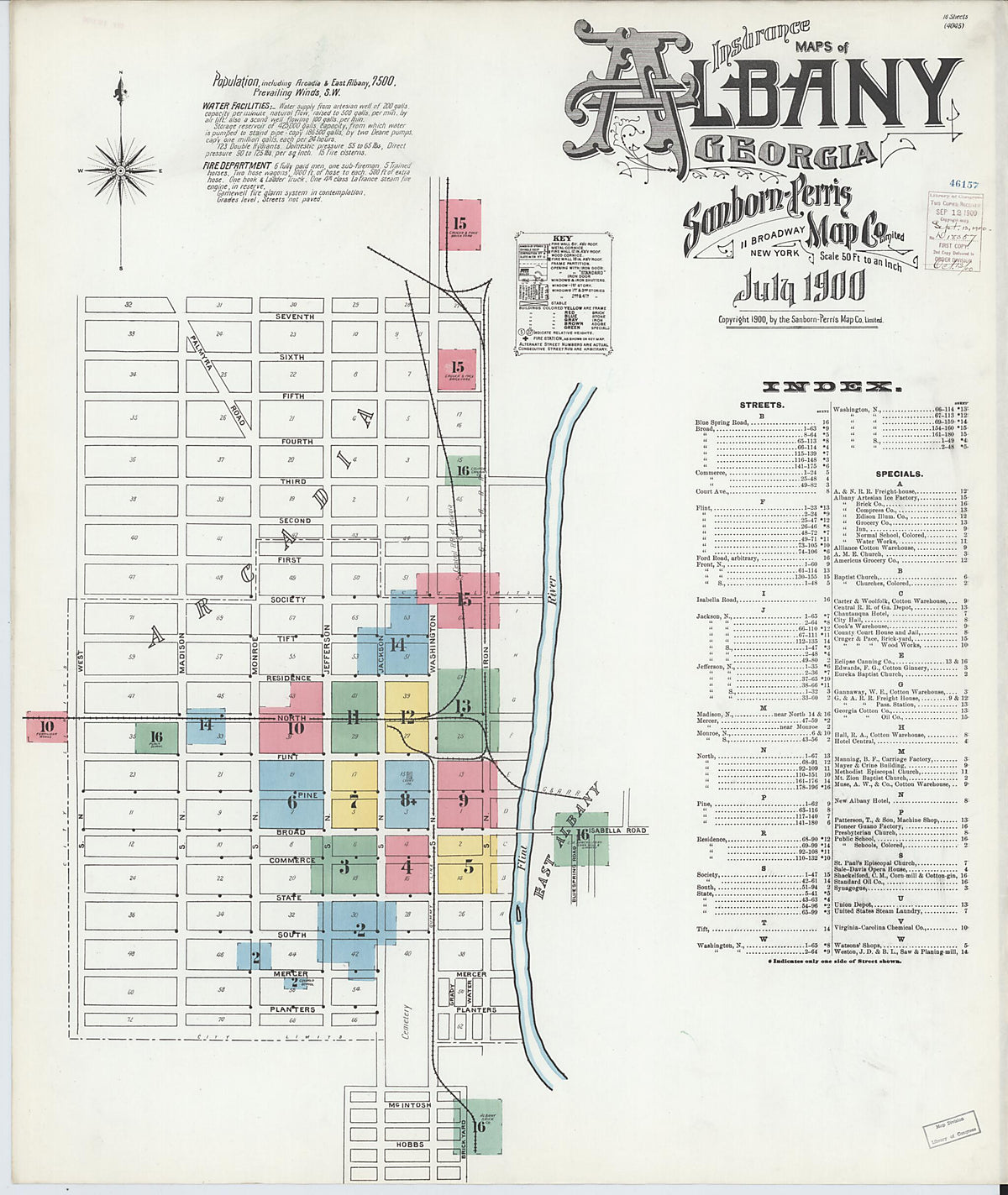 Albany, Dougherty County, Georgia 1900 (Sheet 1 of 16) by Relic Map Company