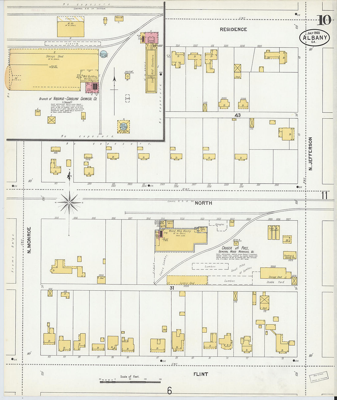 This old map of Albany, Dougherty County, Georgia was created by Sanborn Map Company in 1900