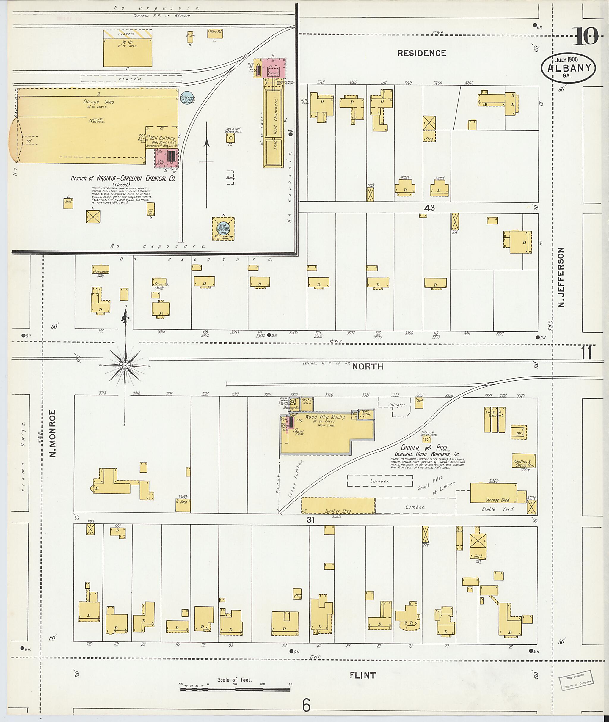 This old map of Albany, Dougherty County, Georgia was created by Sanborn Map Company in 1900