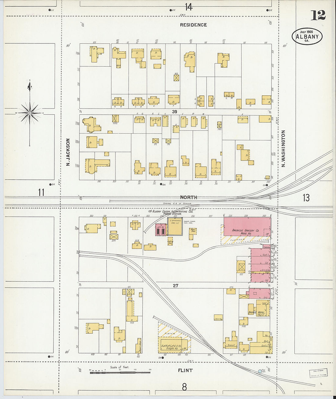 This old map of Albany, Dougherty County, Georgia was created by Sanborn Map Company in 1900