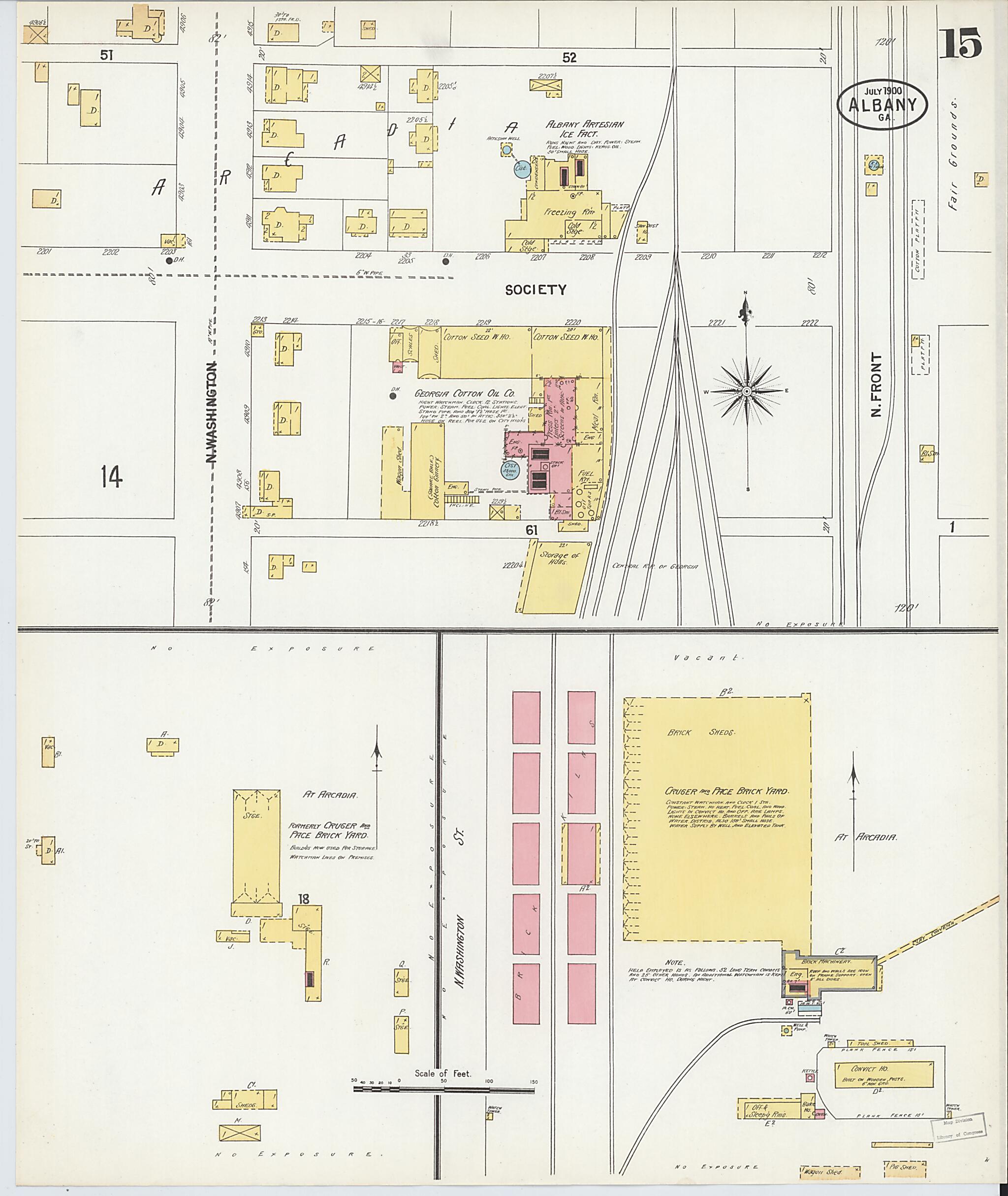 This old map of Albany, Dougherty County, Georgia was created by Sanborn Map Company in 1900