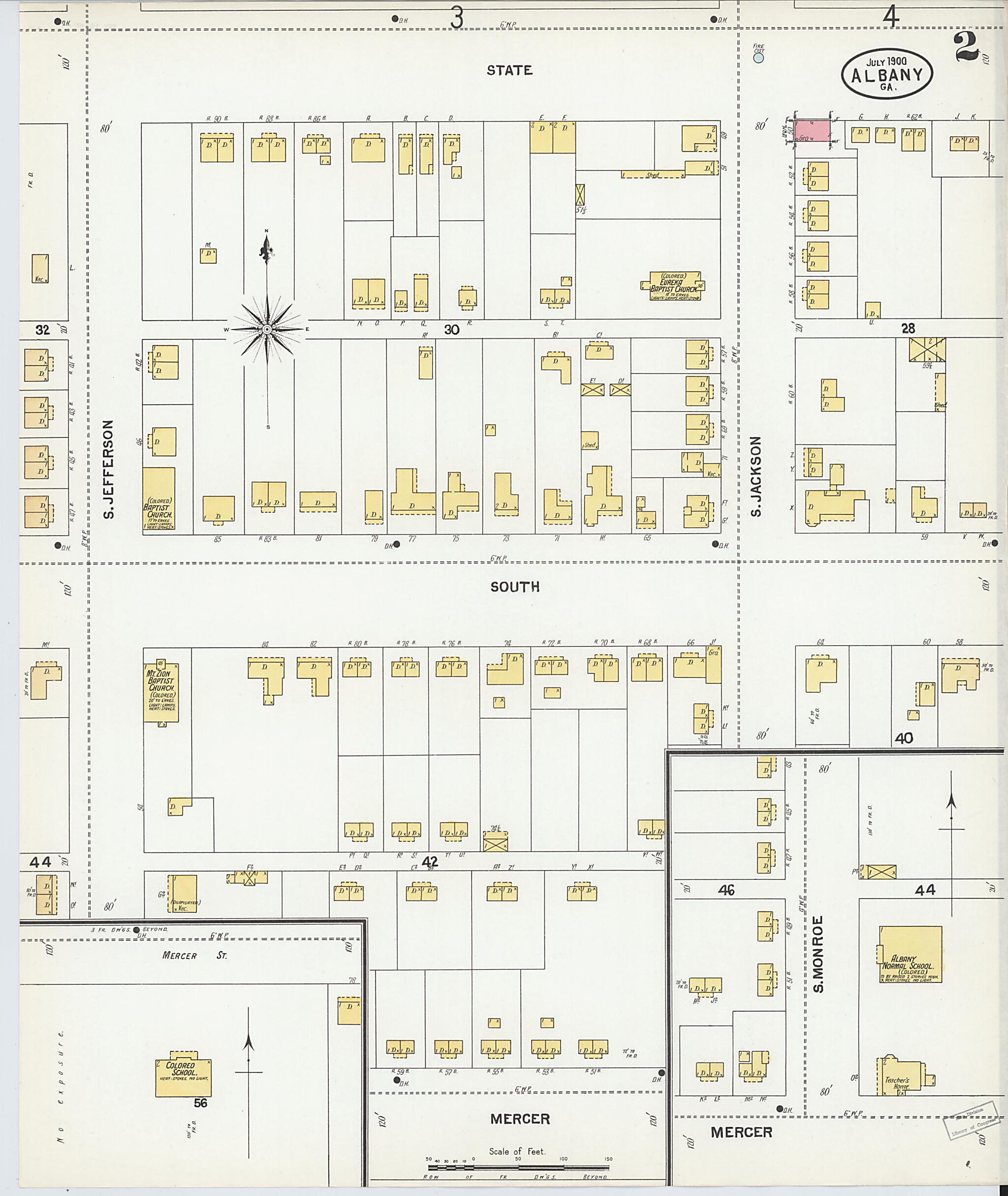 This old map of Albany, Dougherty County, Georgia was created by Sanborn Map Company in 1900