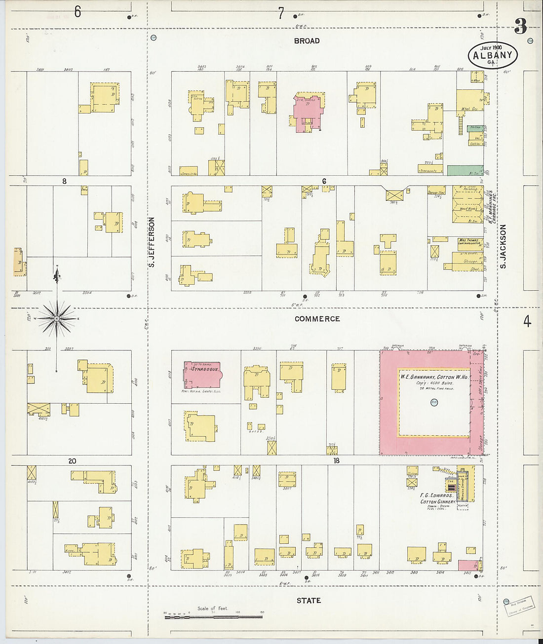 This old map of Albany, Dougherty County, Georgia was created by Sanborn Map Company in 1900