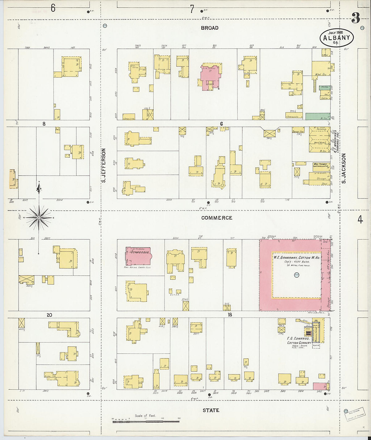 Albany, Dougherty County, Georgia 1900 (Sheet 3 of 16) by Relic Map Company
