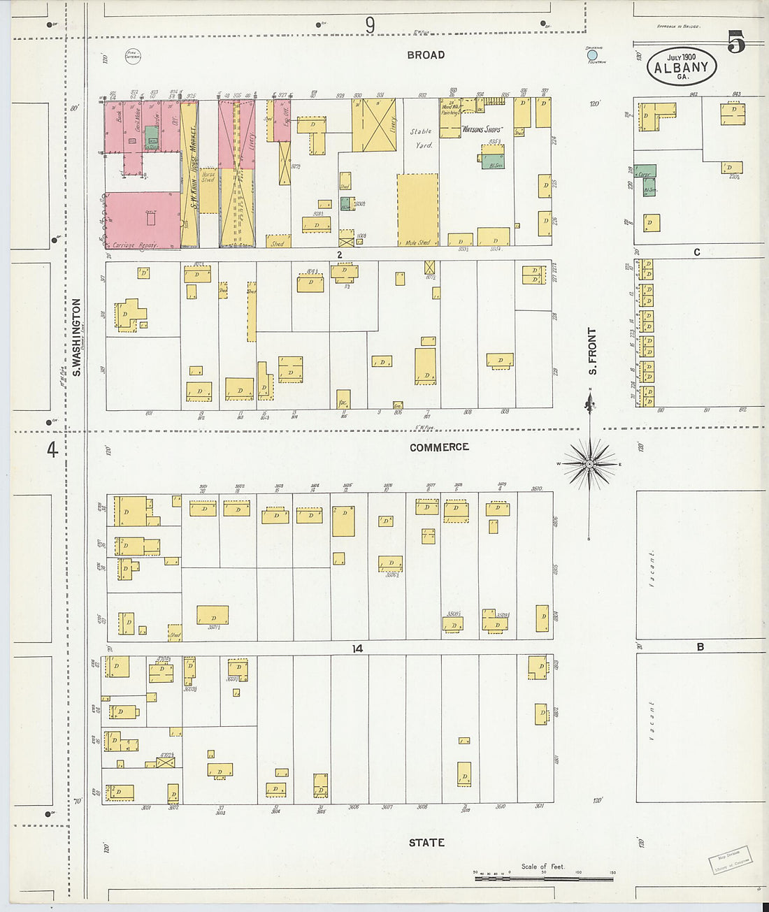 This old map of Albany, Dougherty County, Georgia was created by Sanborn Map Company in 1900