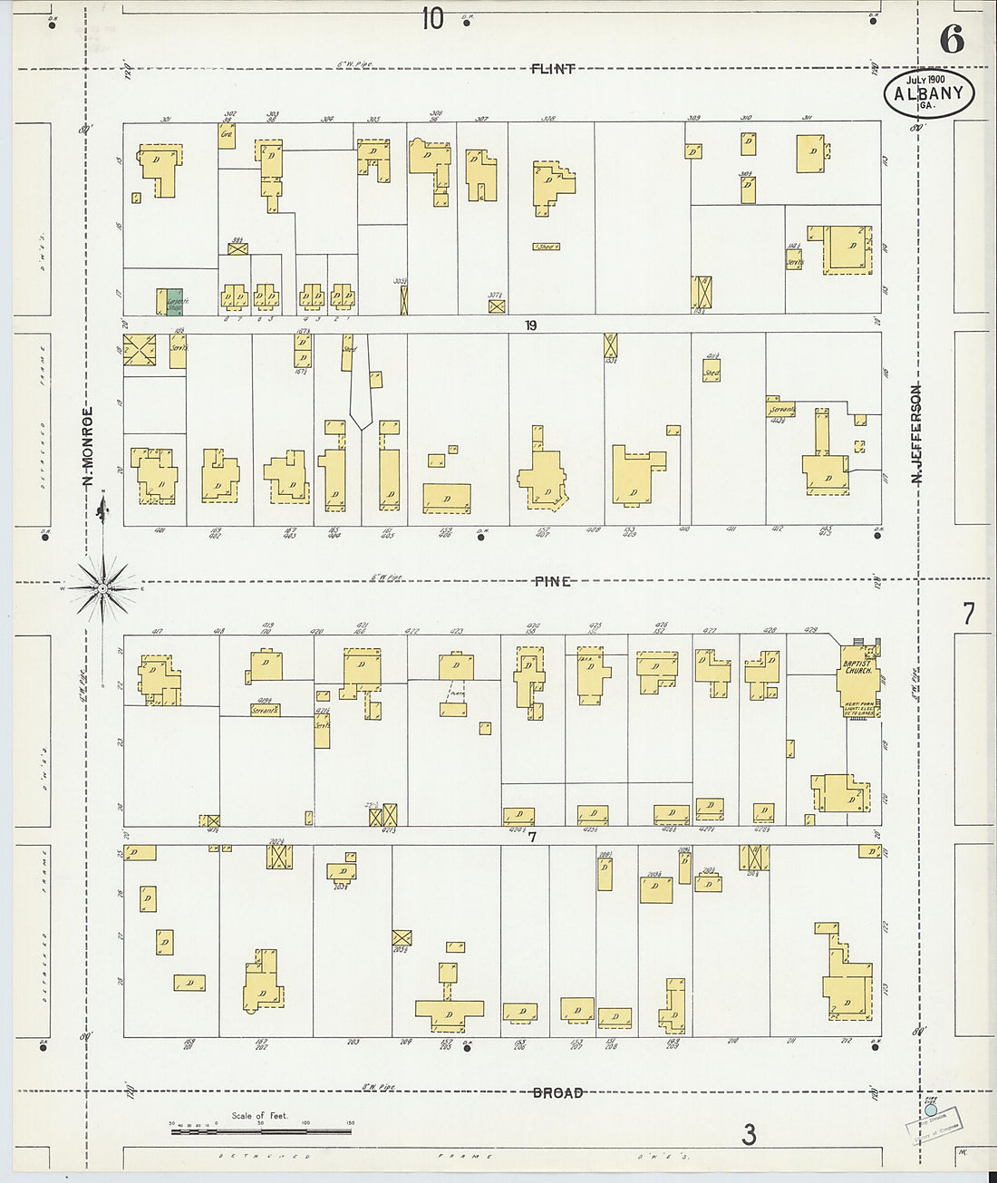 This old map of Albany, Dougherty County, Georgia was created by Sanborn Map Company in 1900