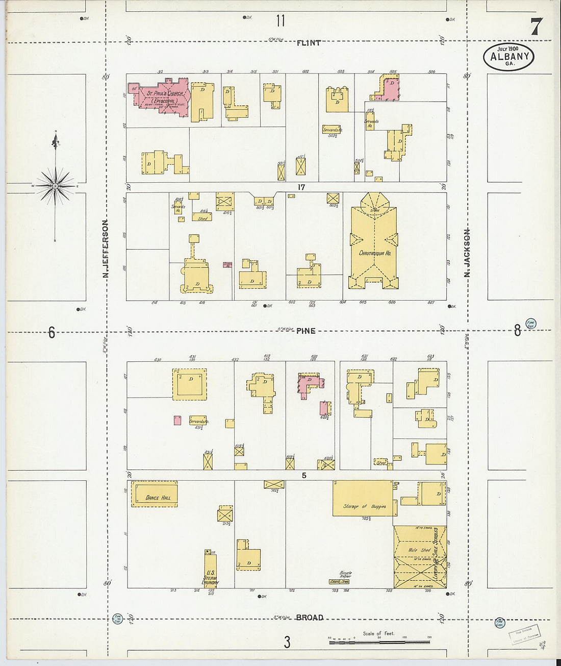 This old map of Albany, Dougherty County, Georgia was created by Sanborn Map Company in 1900