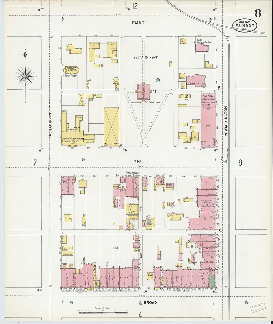 This old map of Albany, Dougherty County, Georgia was created by Sanborn Map Company in 1900