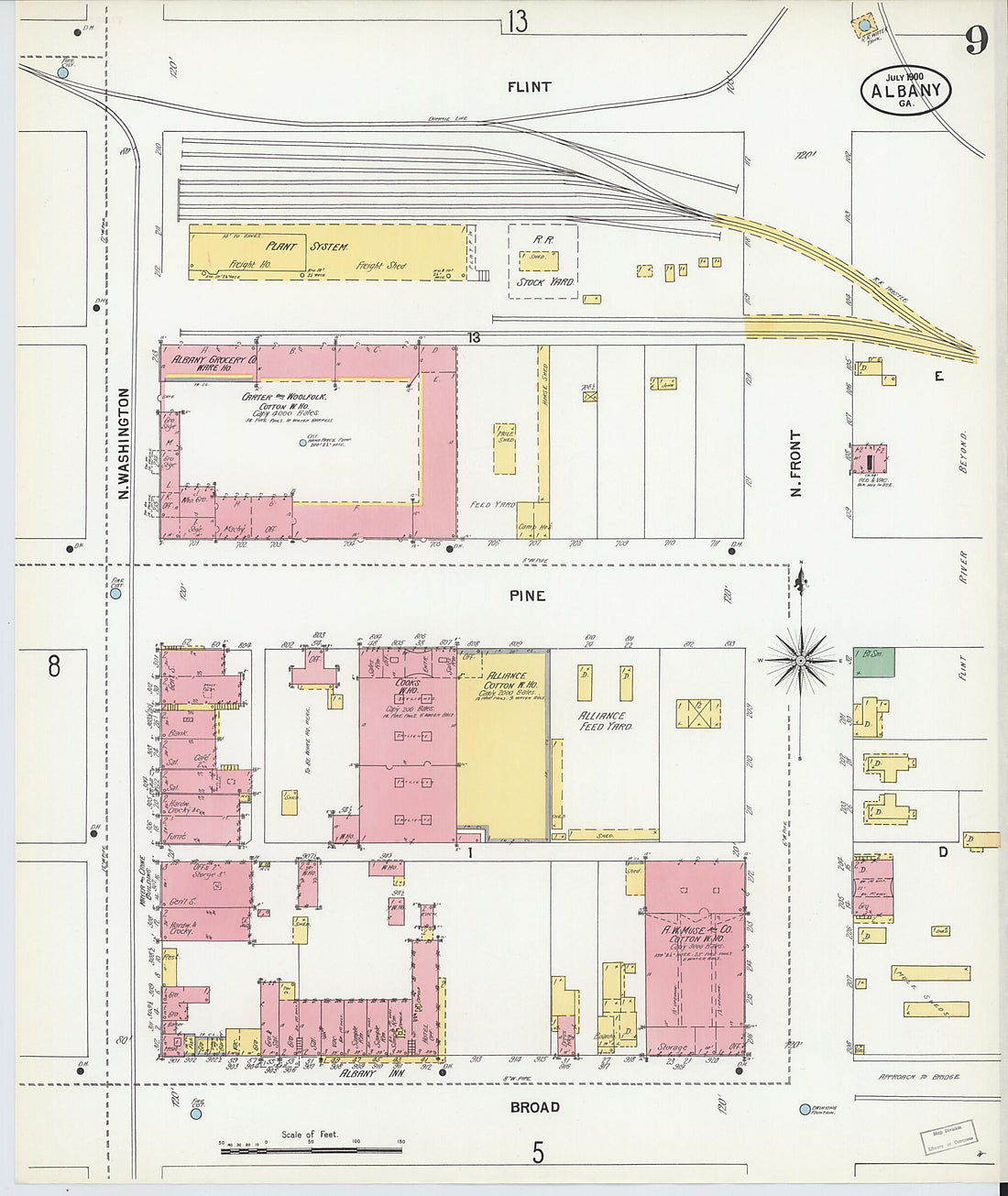 This old map of Albany, Dougherty County, Georgia was created by Sanborn Map Company in 1900