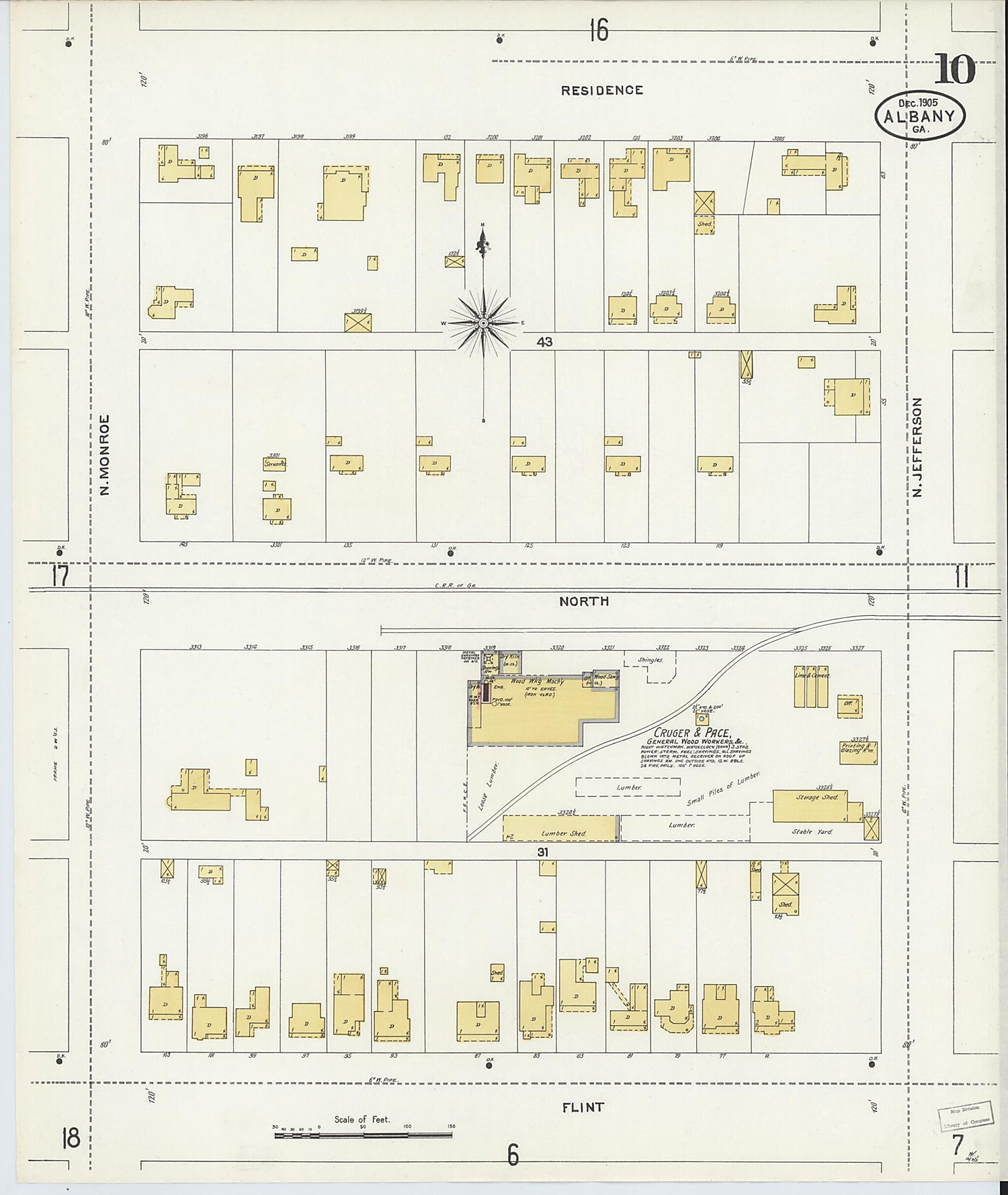 This old map of Albany, Dougherty County, Georgia was created by Sanborn Map Company in 1905