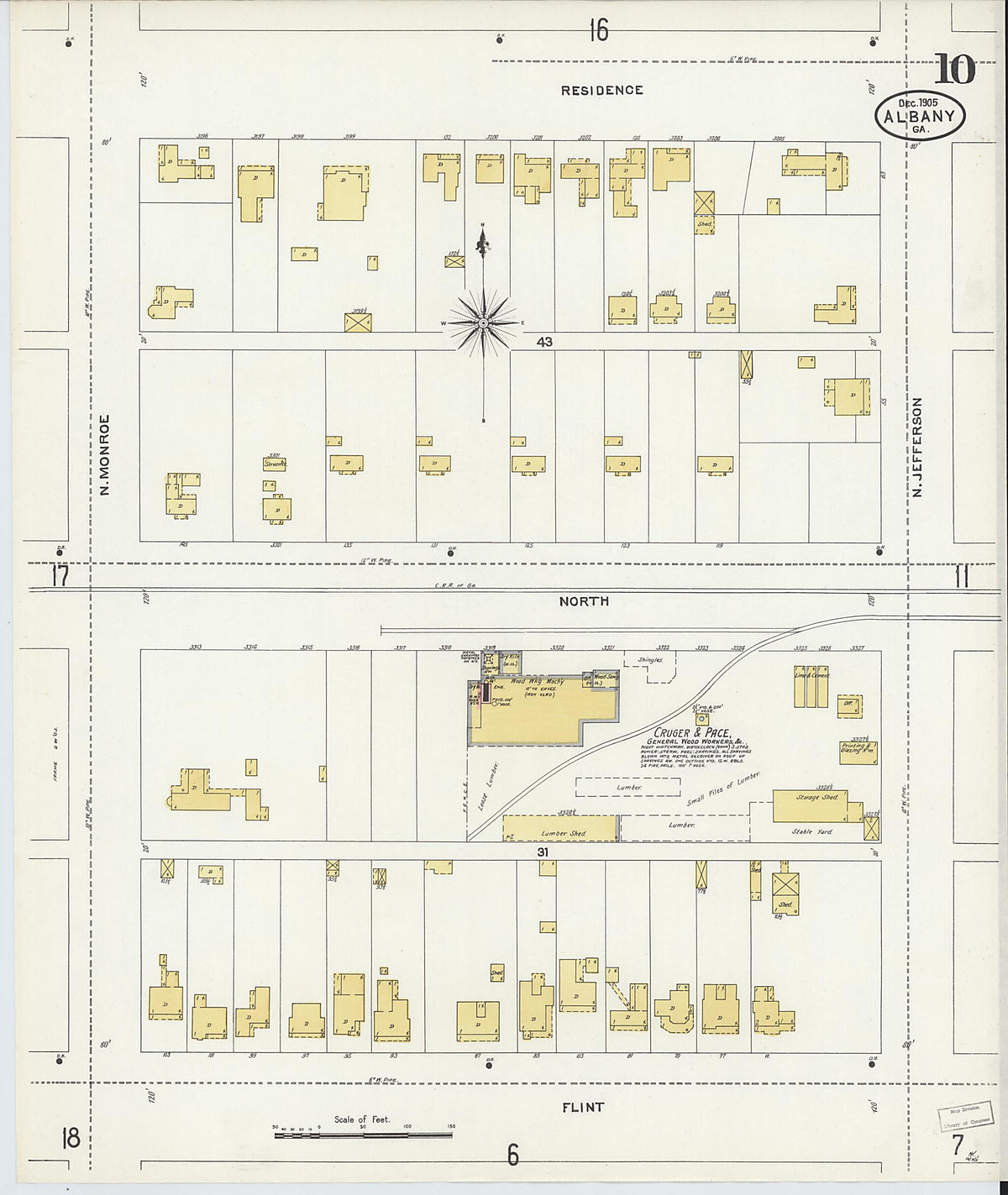 Albany, Dougherty County, Georgia 1905 (Sheet 10 of 21) by Relic Map Company