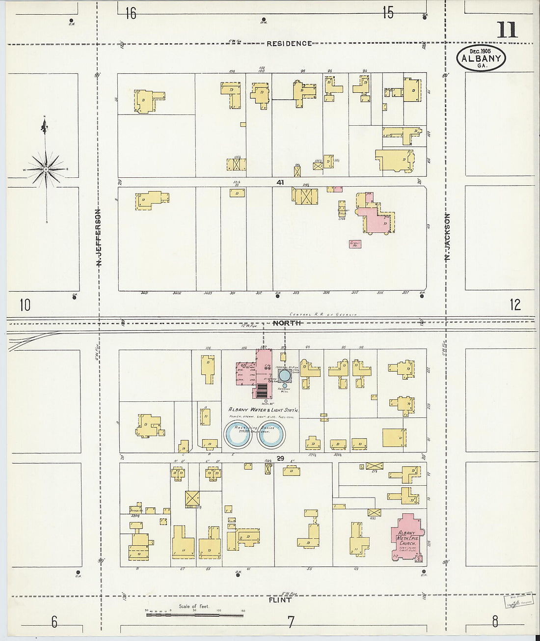 This old map of Albany, Dougherty County, Georgia was created by Sanborn Map Company in 1905