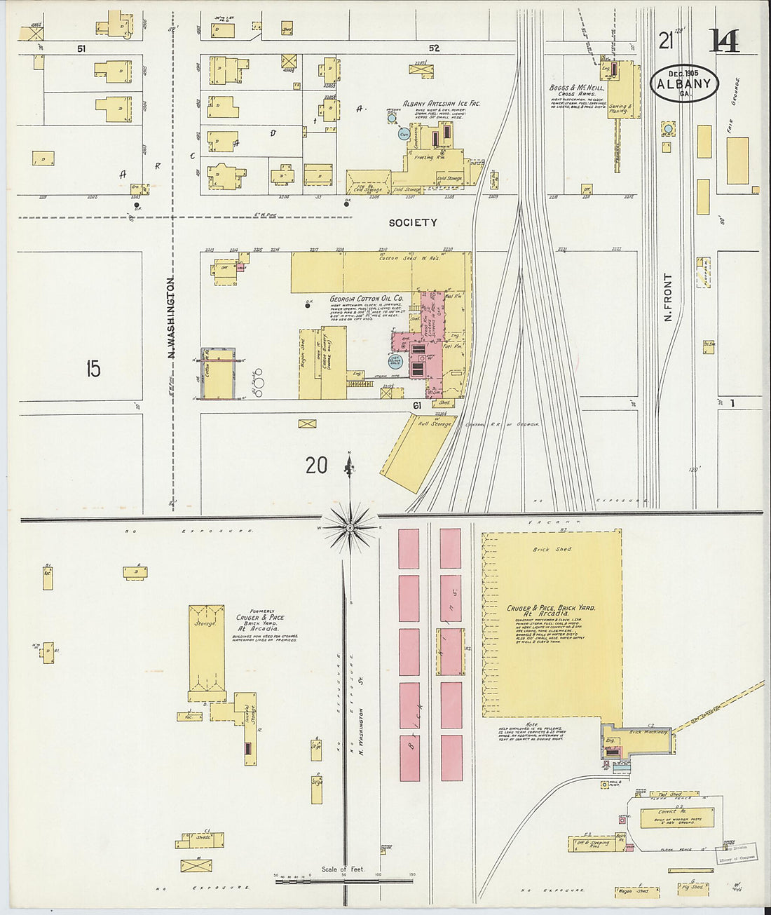 This old map of Albany, Dougherty County, Georgia was created by Sanborn Map Company in 1905