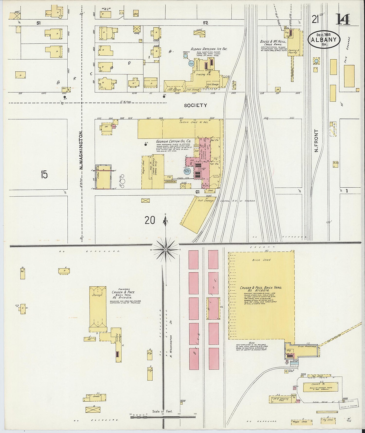 This old map of Albany, Dougherty County, Georgia was created by Sanborn Map Company in 1905