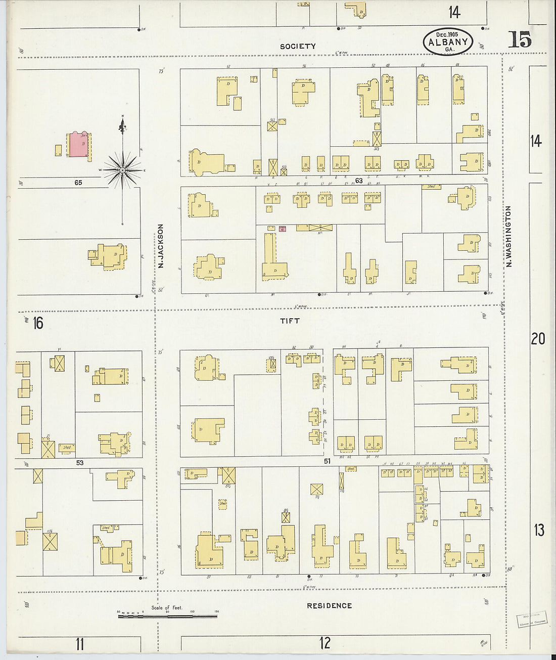 This old map of Albany, Dougherty County, Georgia was created by Sanborn Map Company in 1905