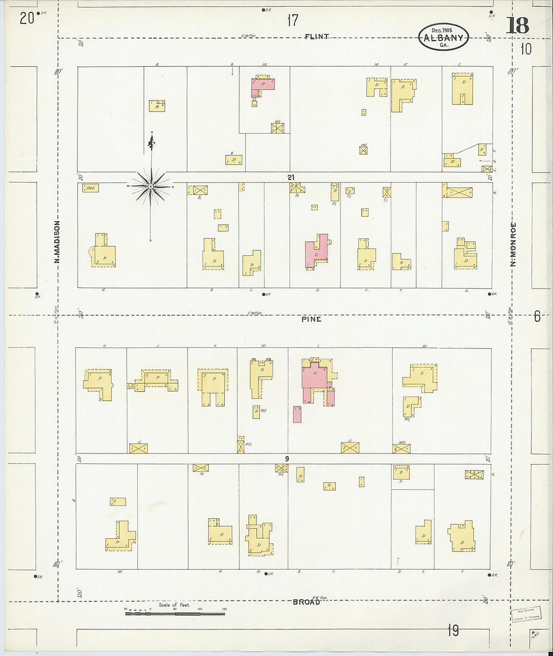 This old map of Albany, Dougherty County, Georgia was created by Sanborn Map Company in 1905