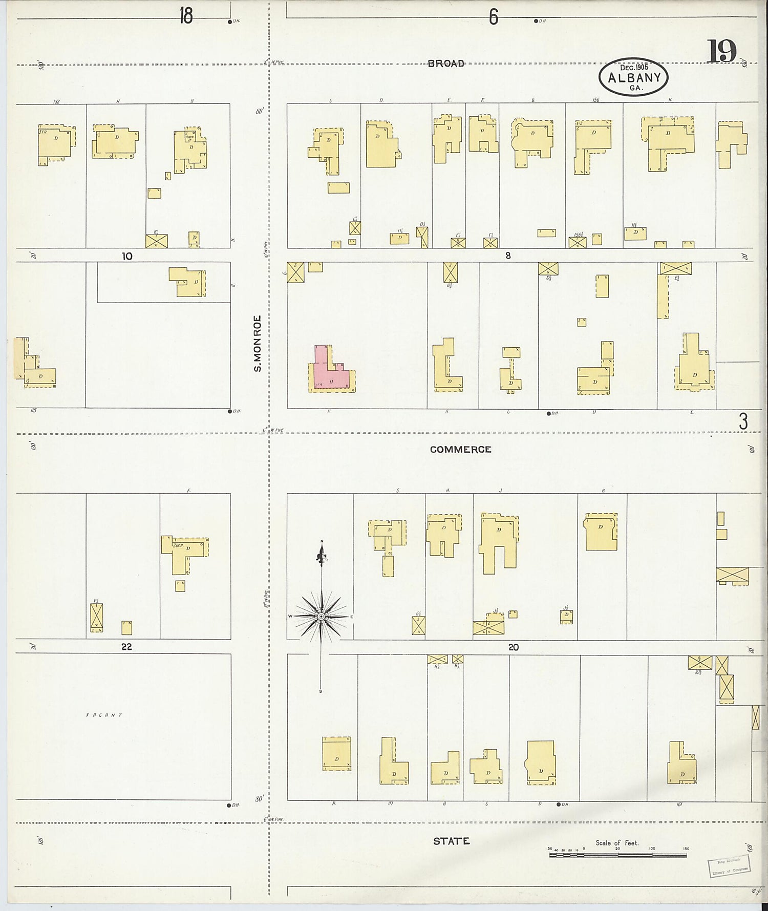 This old map of Albany, Dougherty County, Georgia was created by Sanborn Map Company in 1905