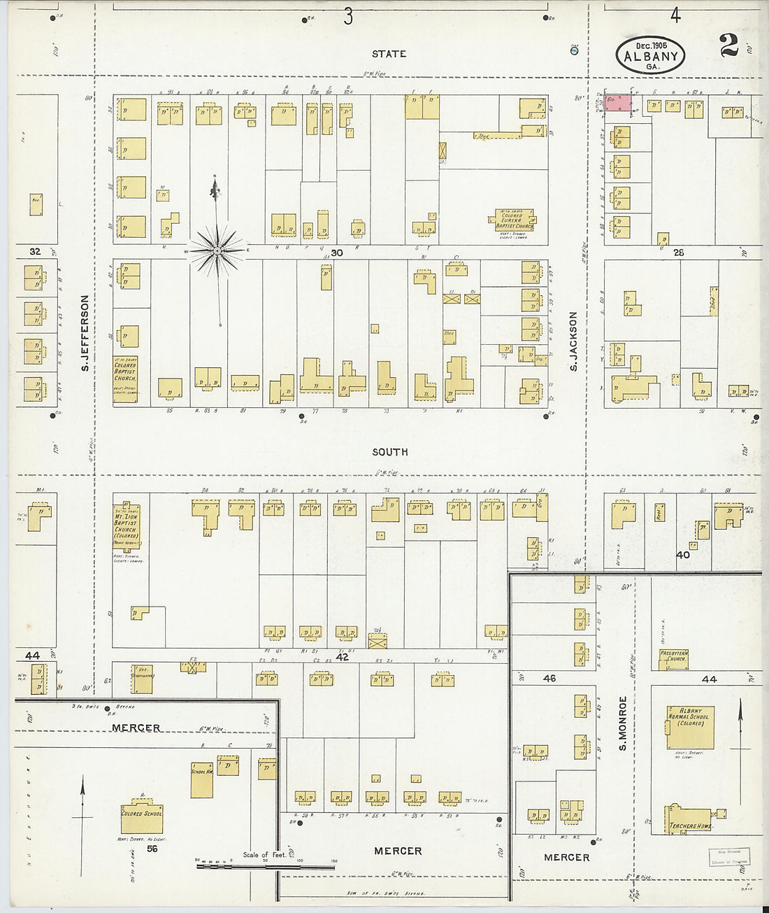 This old map of Albany, Dougherty County, Georgia was created by Sanborn Map Company in 1905