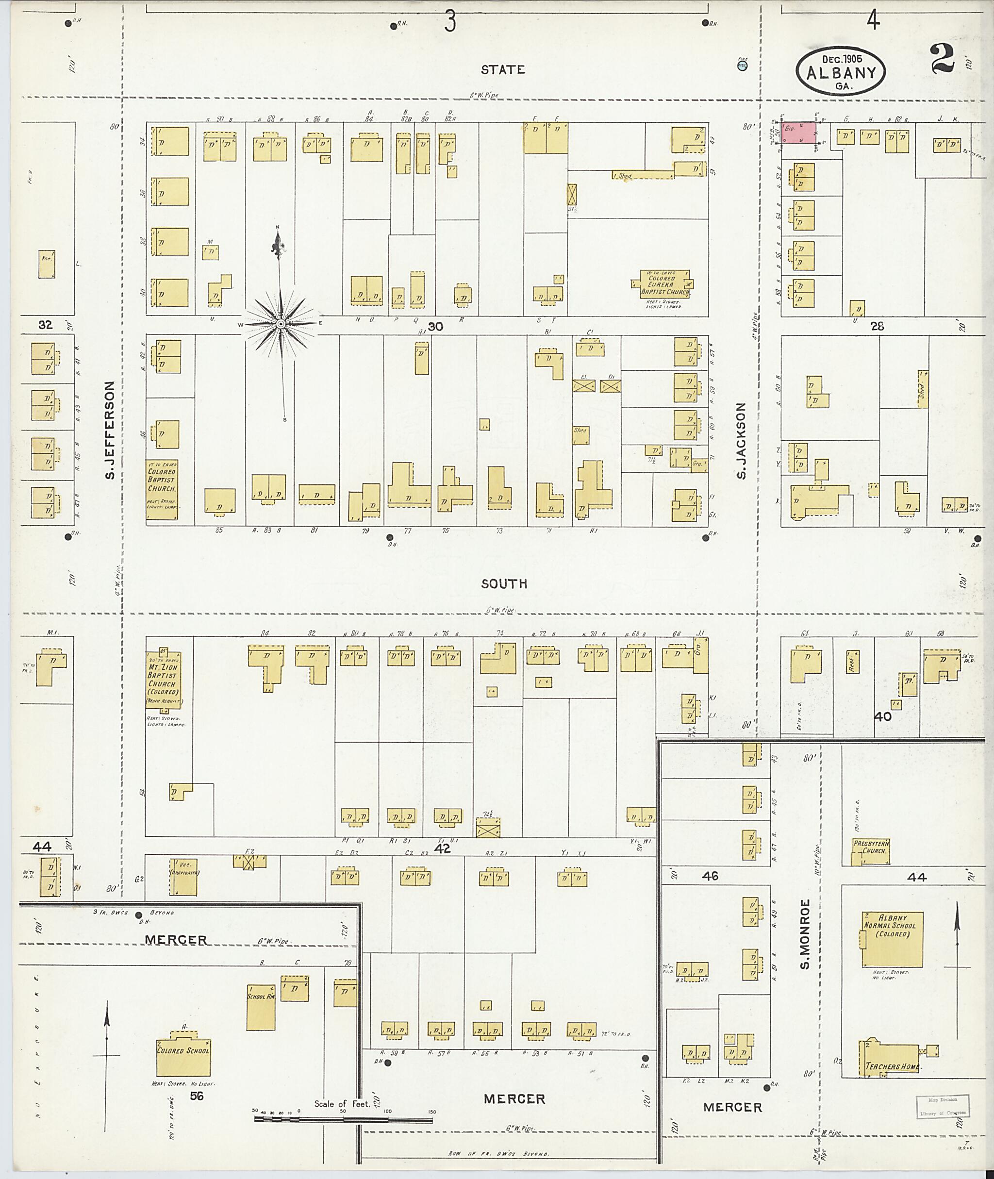 This old map of Albany, Dougherty County, Georgia was created by Sanborn Map Company in 1905