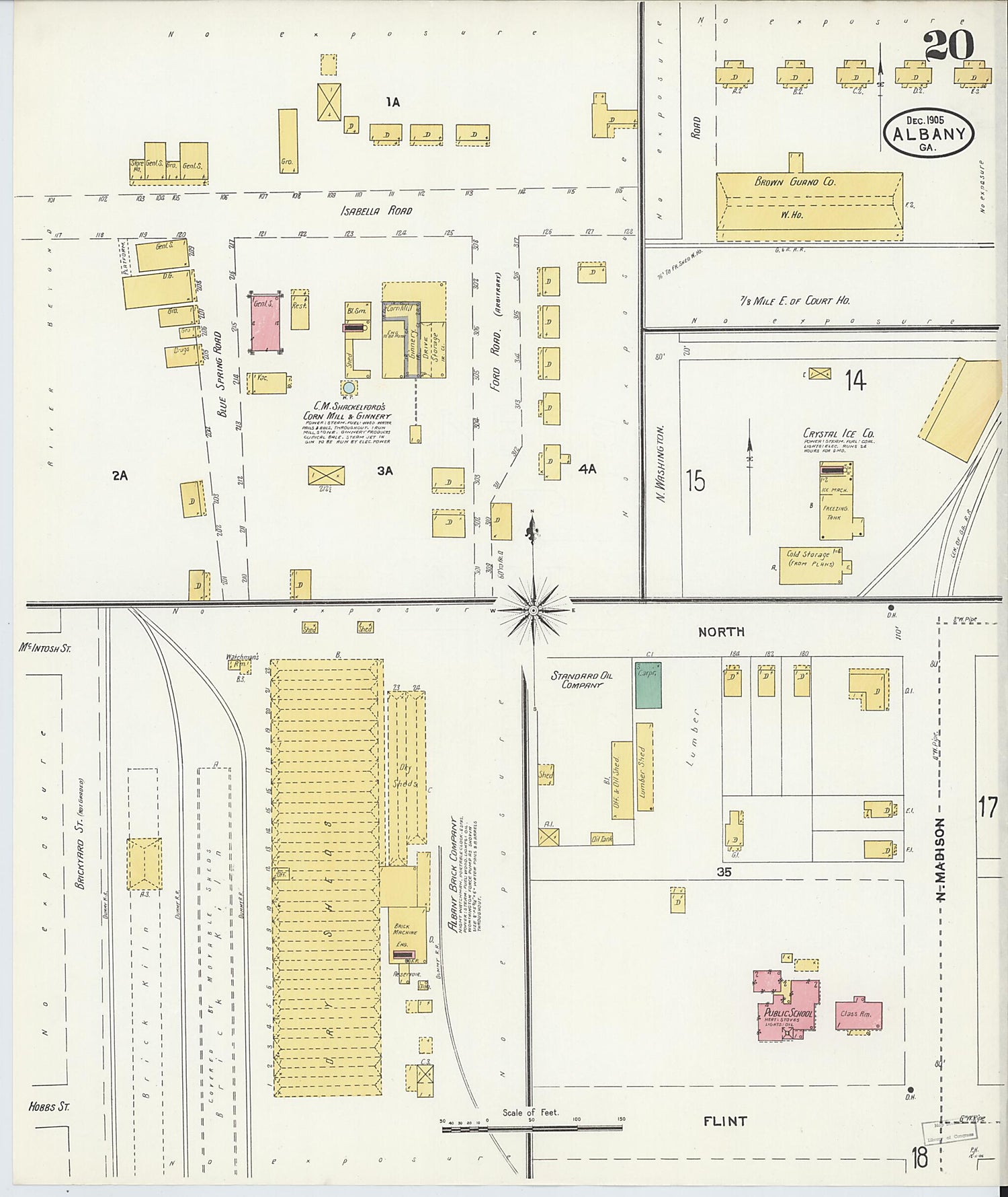 This old map of Albany, Dougherty County, Georgia was created by Sanborn Map Company in 1905