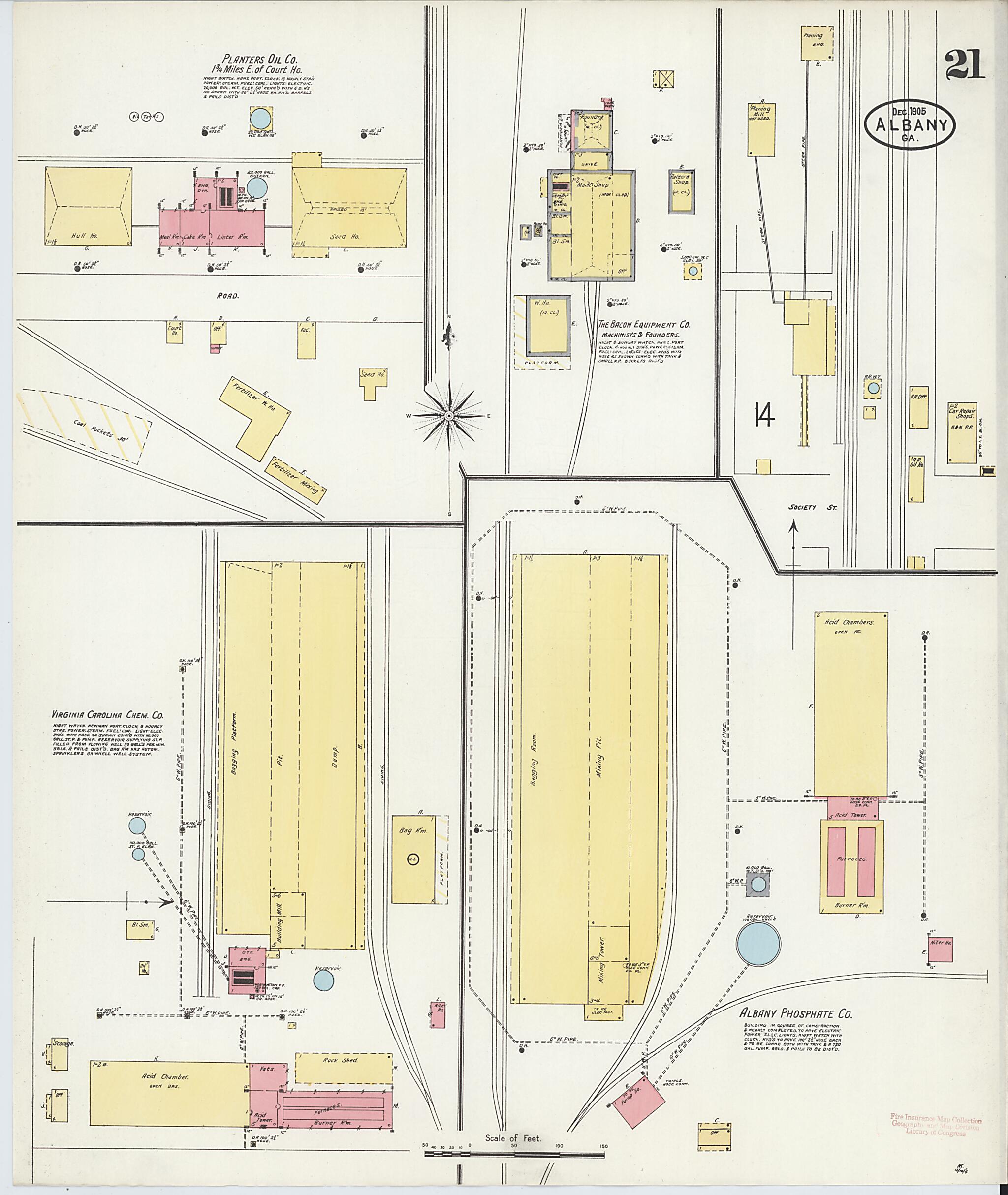 This old map of Albany, Dougherty County, Georgia was created by Sanborn Map Company in 1905