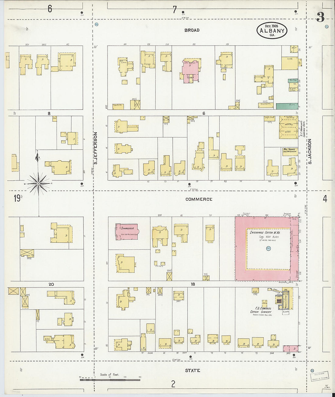 This old map of Albany, Dougherty County, Georgia was created by Sanborn Map Company in 1905