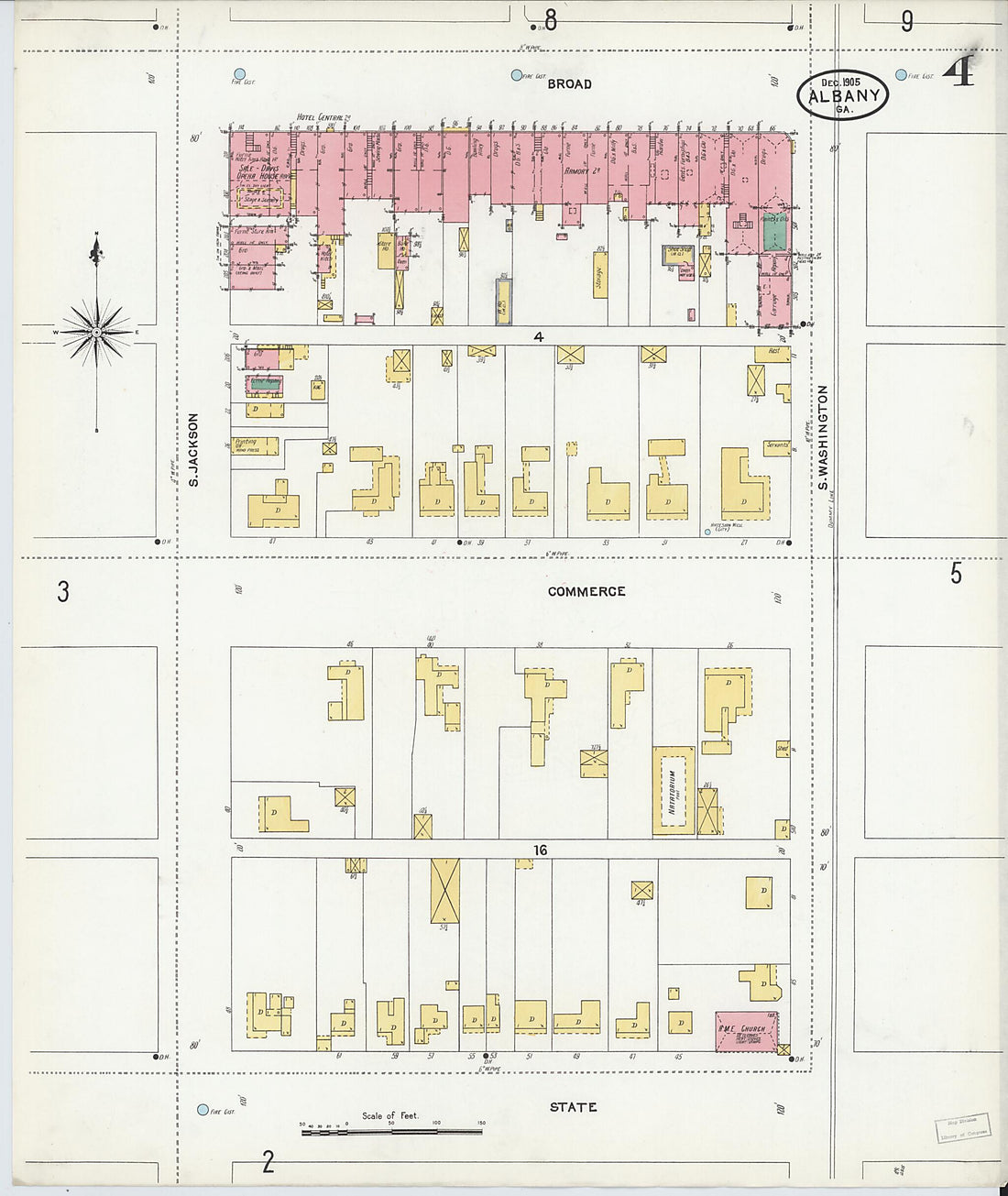 This old map of Albany, Dougherty County, Georgia was created by Sanborn Map Company in 1905