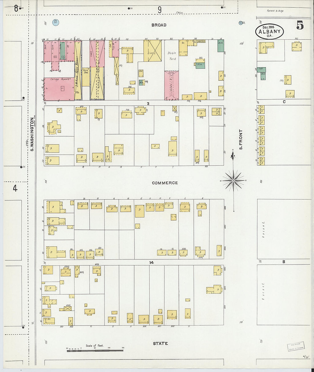 This old map of Albany, Dougherty County, Georgia was created by Sanborn Map Company in 1905