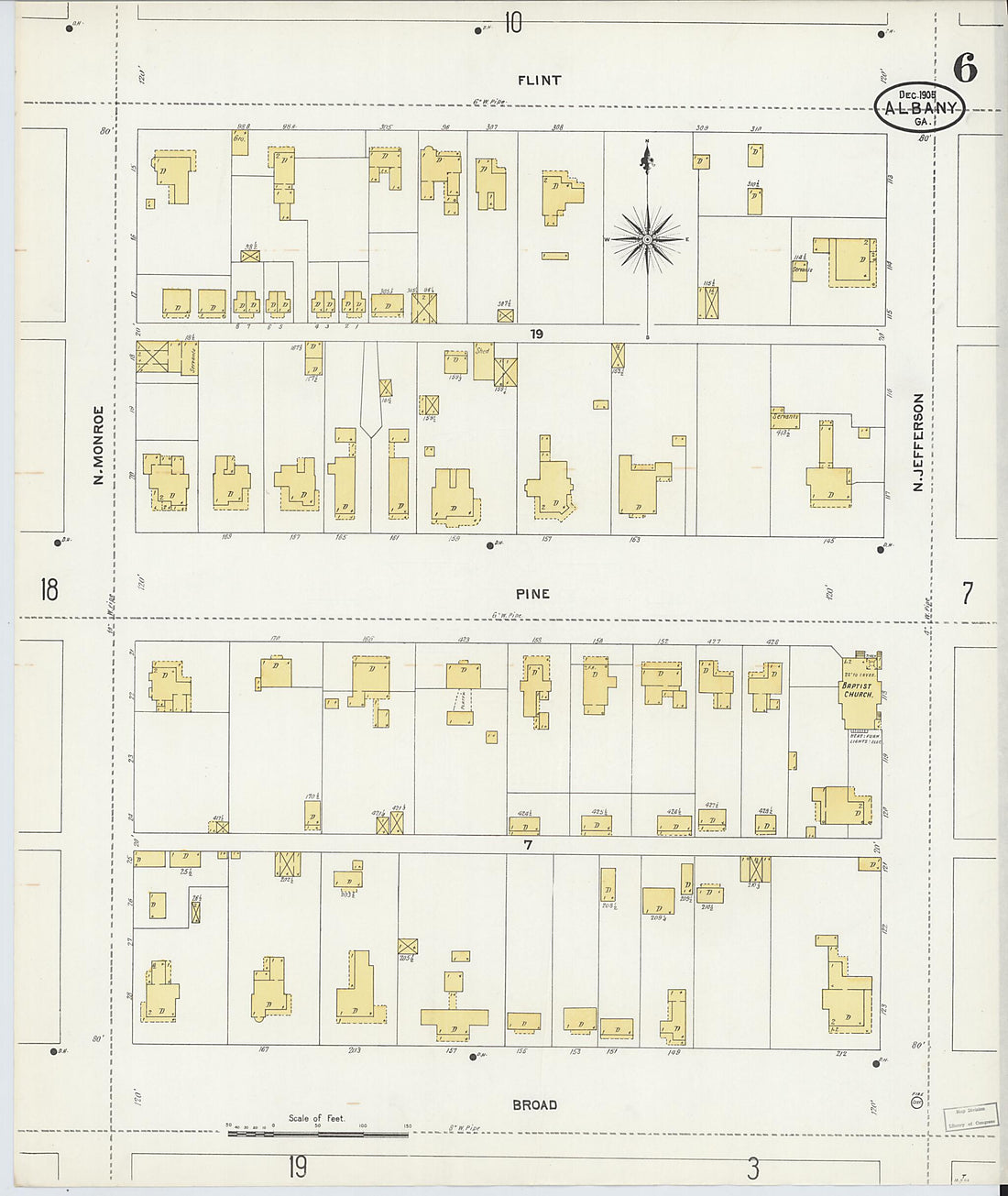 This old map of Albany, Dougherty County, Georgia was created by Sanborn Map Company in 1905