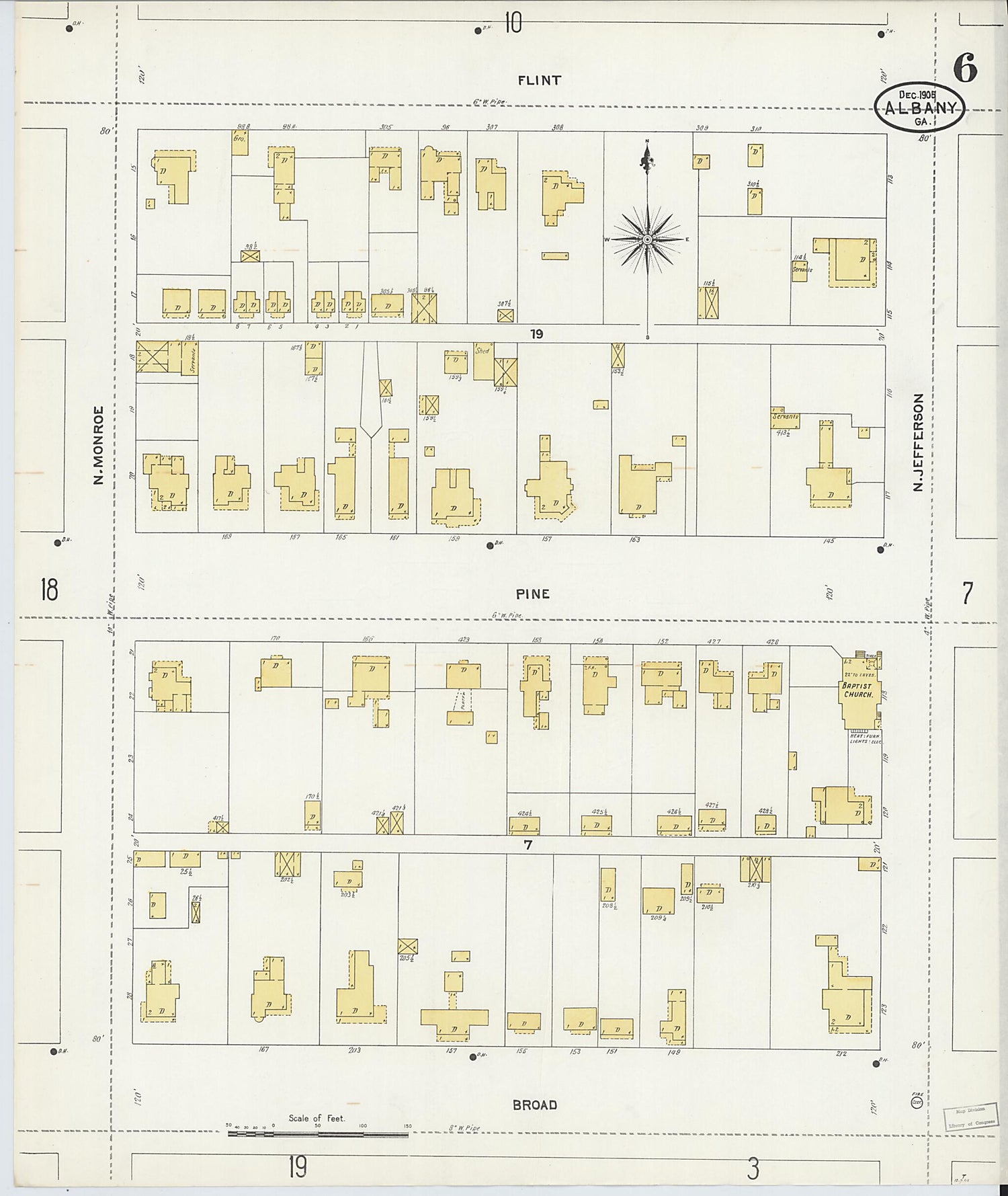 This old map of Albany, Dougherty County, Georgia was created by Sanborn Map Company in 1905