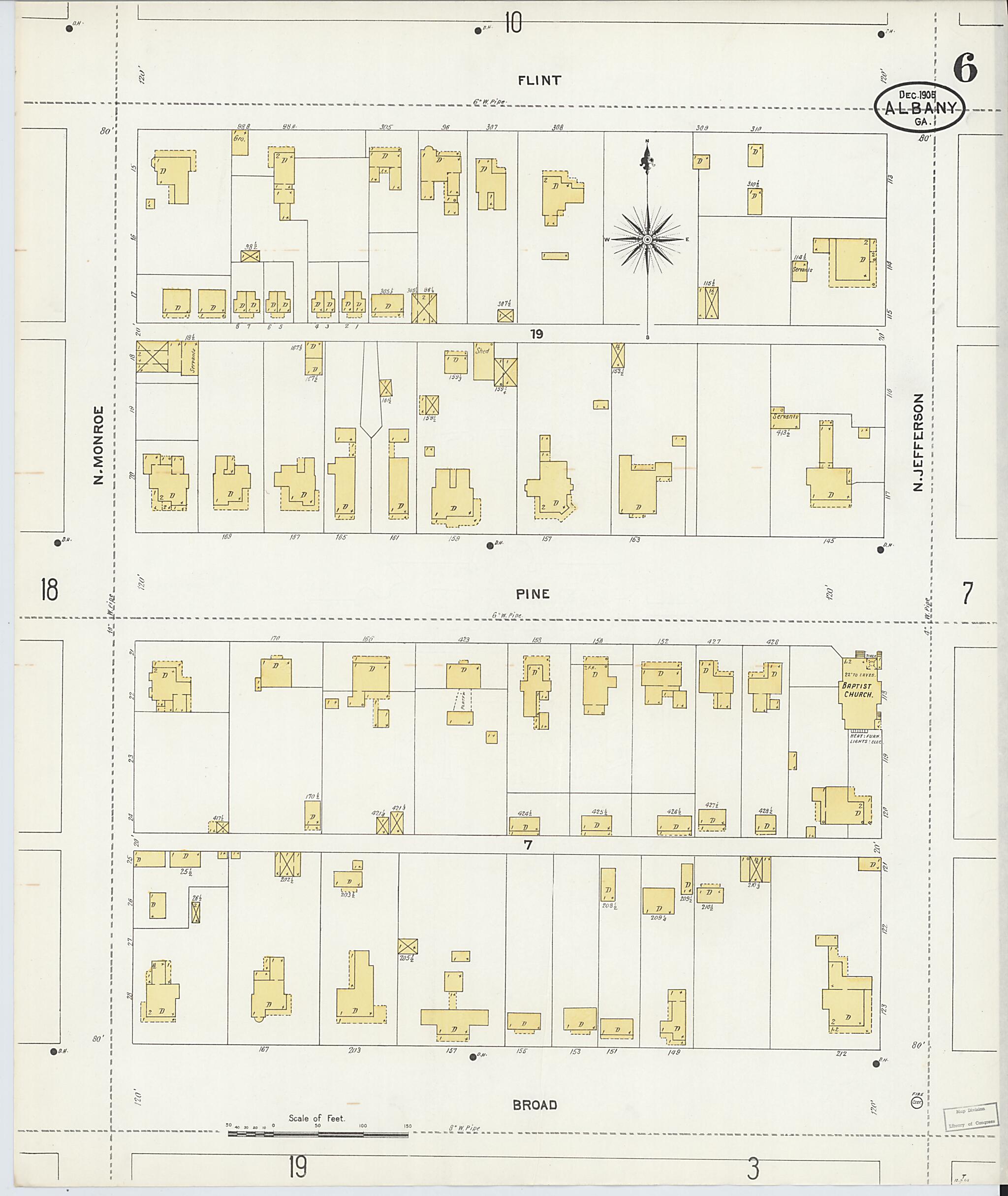 This old map of Albany, Dougherty County, Georgia was created by Sanborn Map Company in 1905