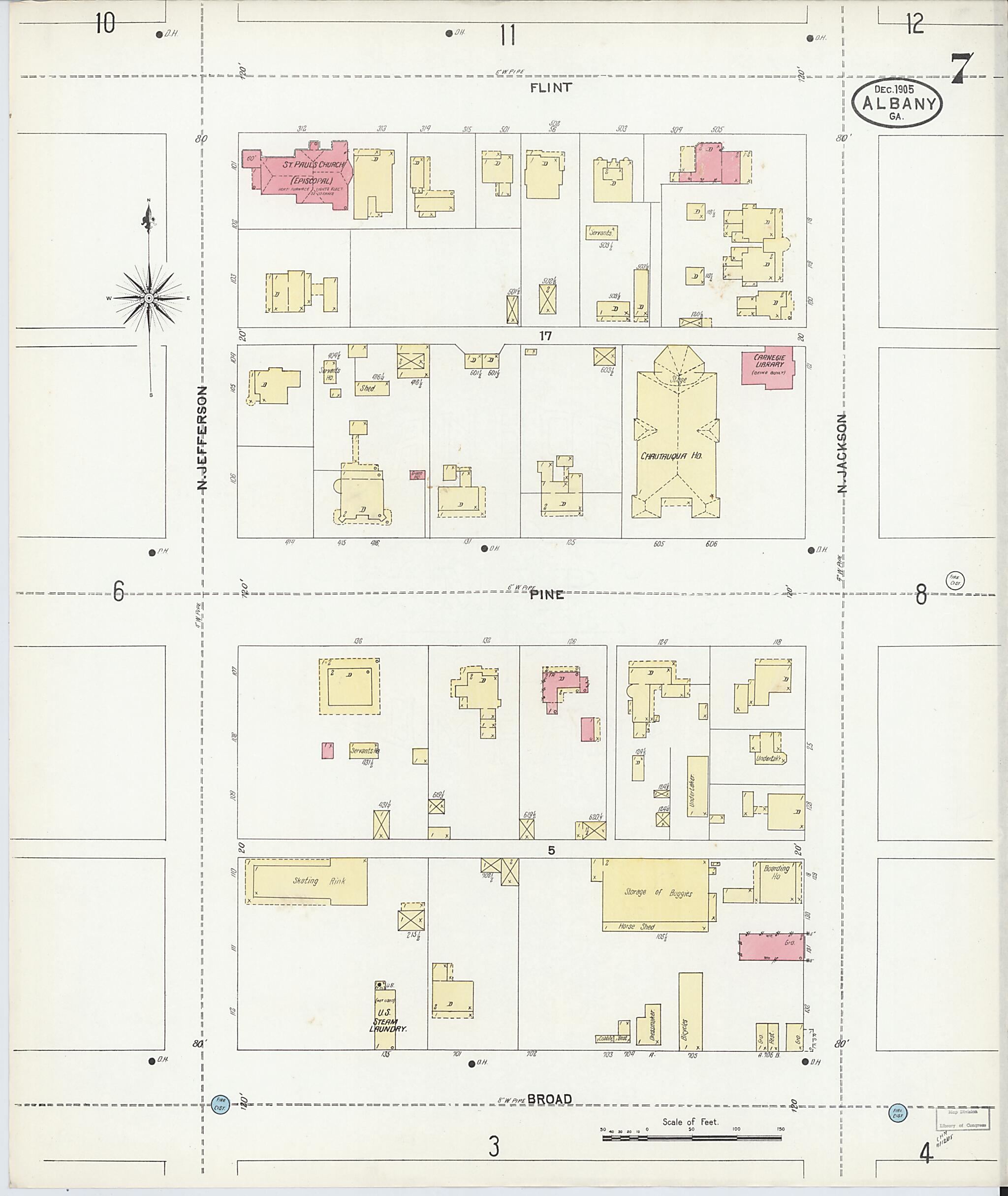 This old map of Albany, Dougherty County, Georgia was created by Sanborn Map Company in 1905