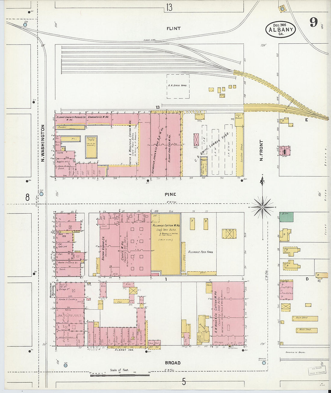 This old map of Albany, Dougherty County, Georgia was created by Sanborn Map Company in 1905