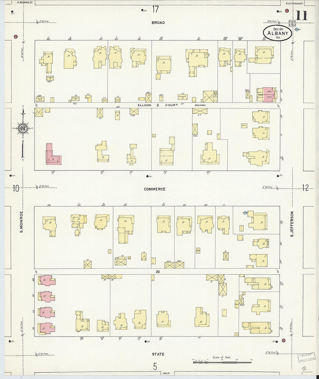 This old map of Albany, Dougherty County, Georgia was created by Sanborn Map Company in 1911