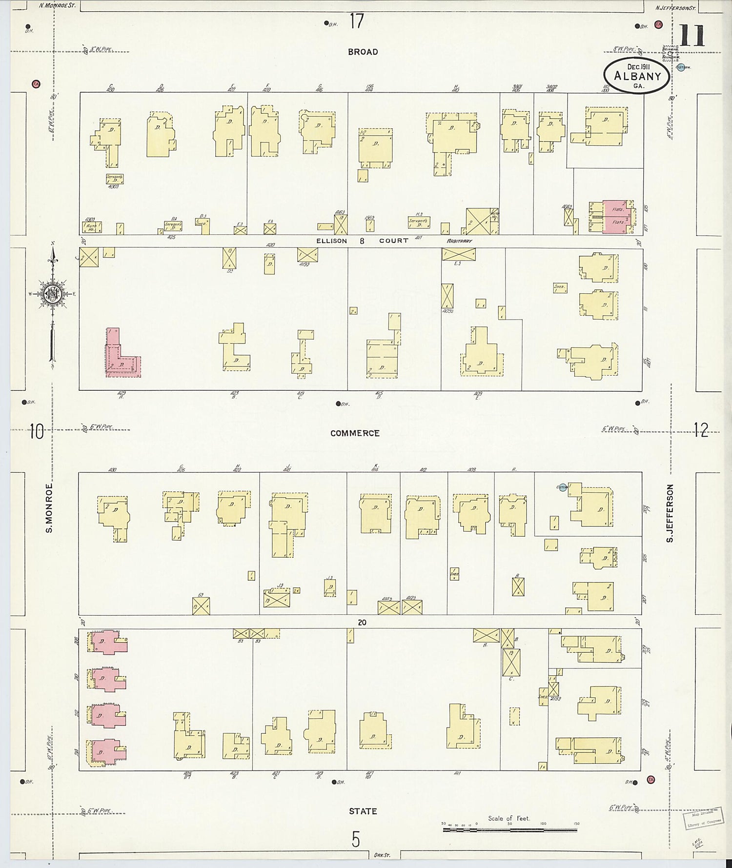 This old map of Albany, Dougherty County, Georgia was created by Sanborn Map Company in 1911