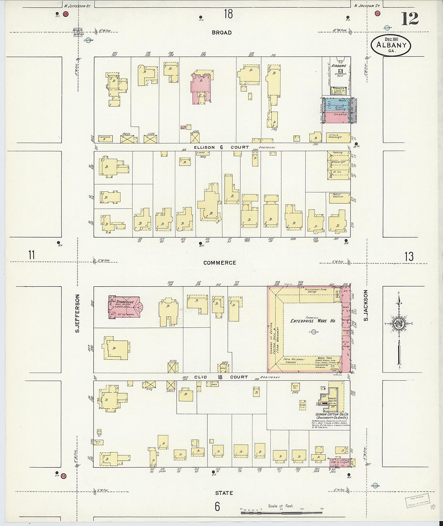 This old map of Albany, Dougherty County, Georgia was created by Sanborn Map Company in 1911