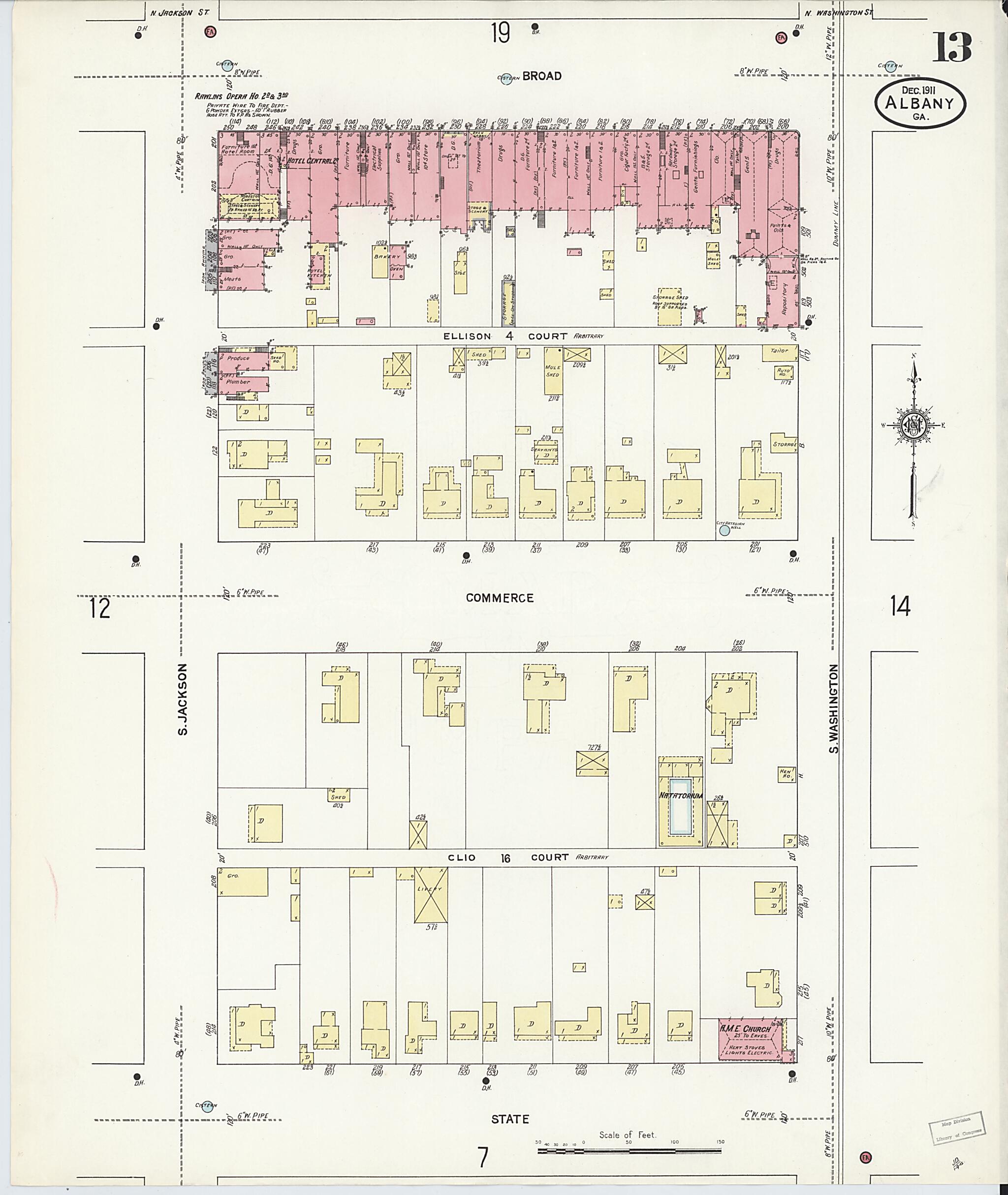 This old map of Albany, Dougherty County, Georgia was created by Sanborn Map Company in 1911