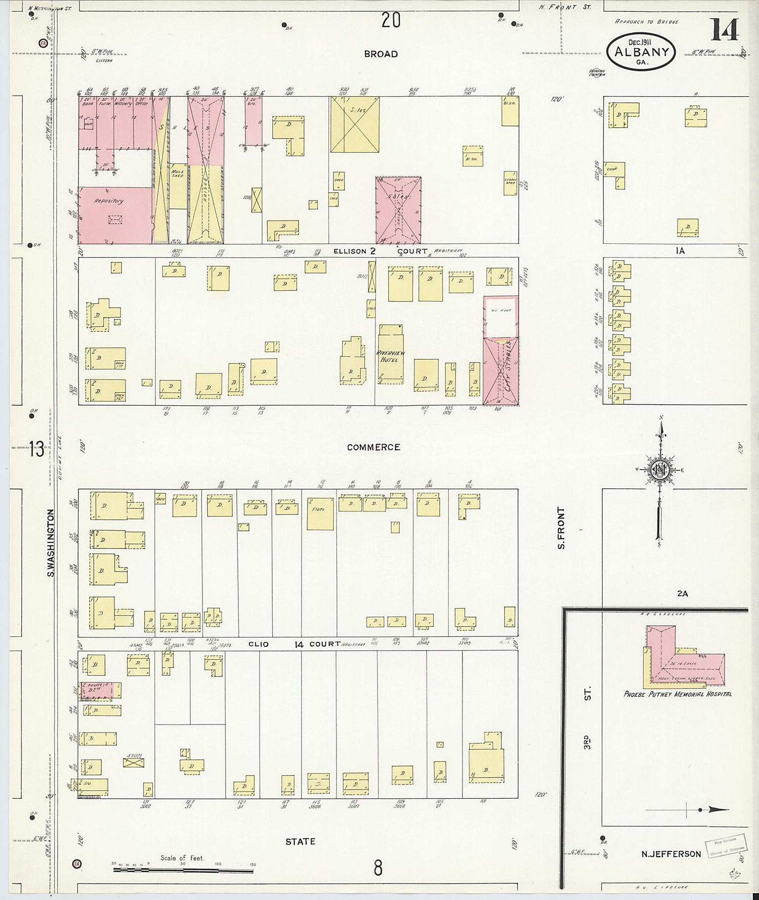 This old map of Albany, Dougherty County, Georgia was created by Sanborn Map Company in 1911