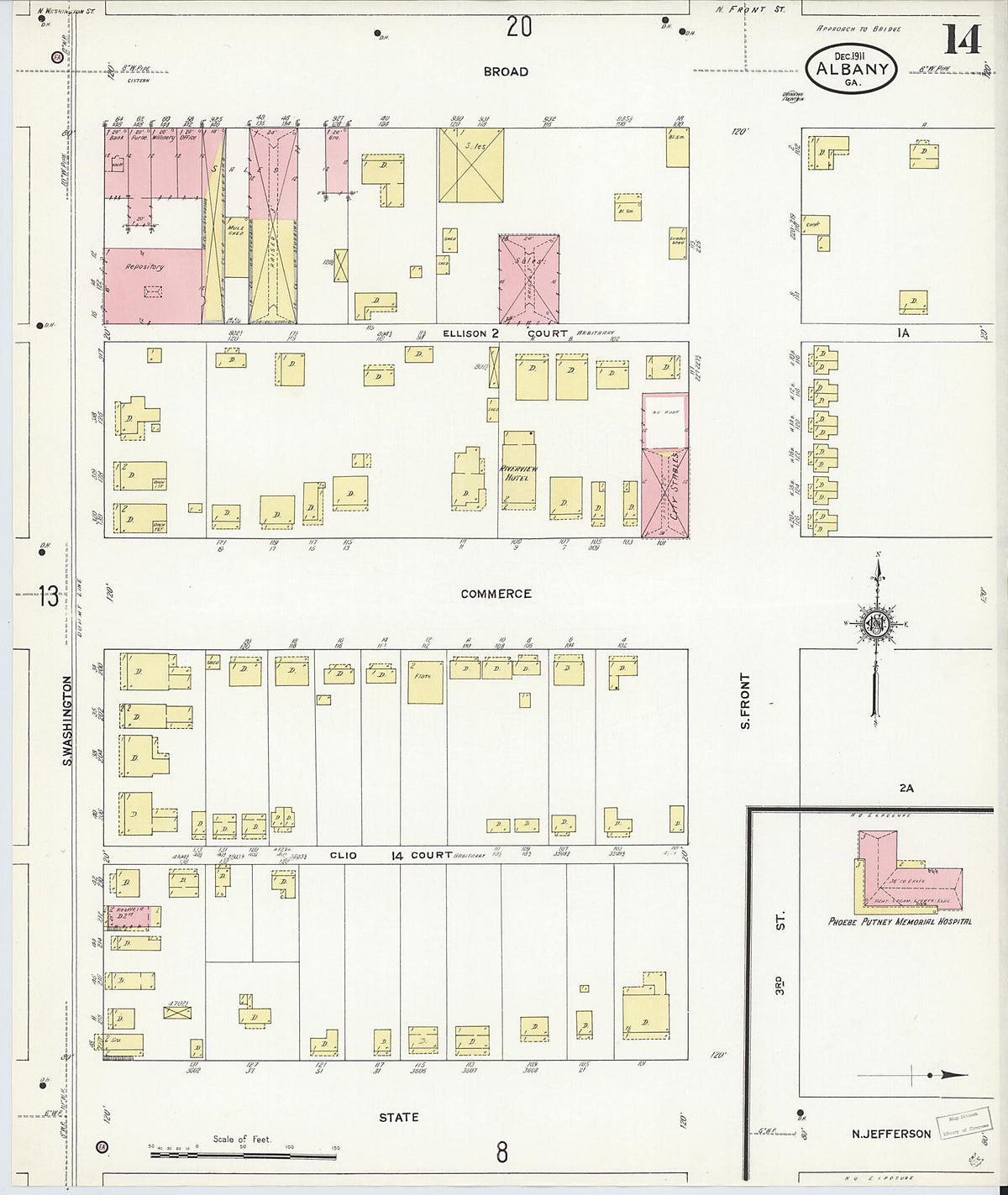 Albany, Dougherty County, Georgia 1911 (Sheet 14 of 32) by Relic Map Company