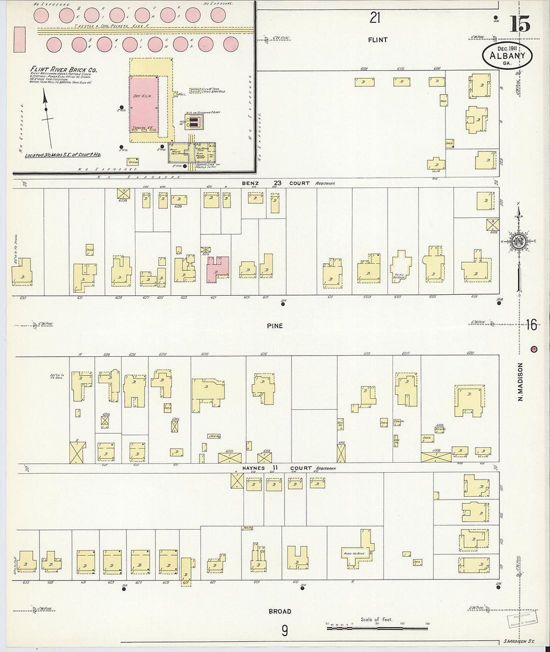 This old map of Albany, Dougherty County, Georgia was created by Sanborn Map Company in 1911