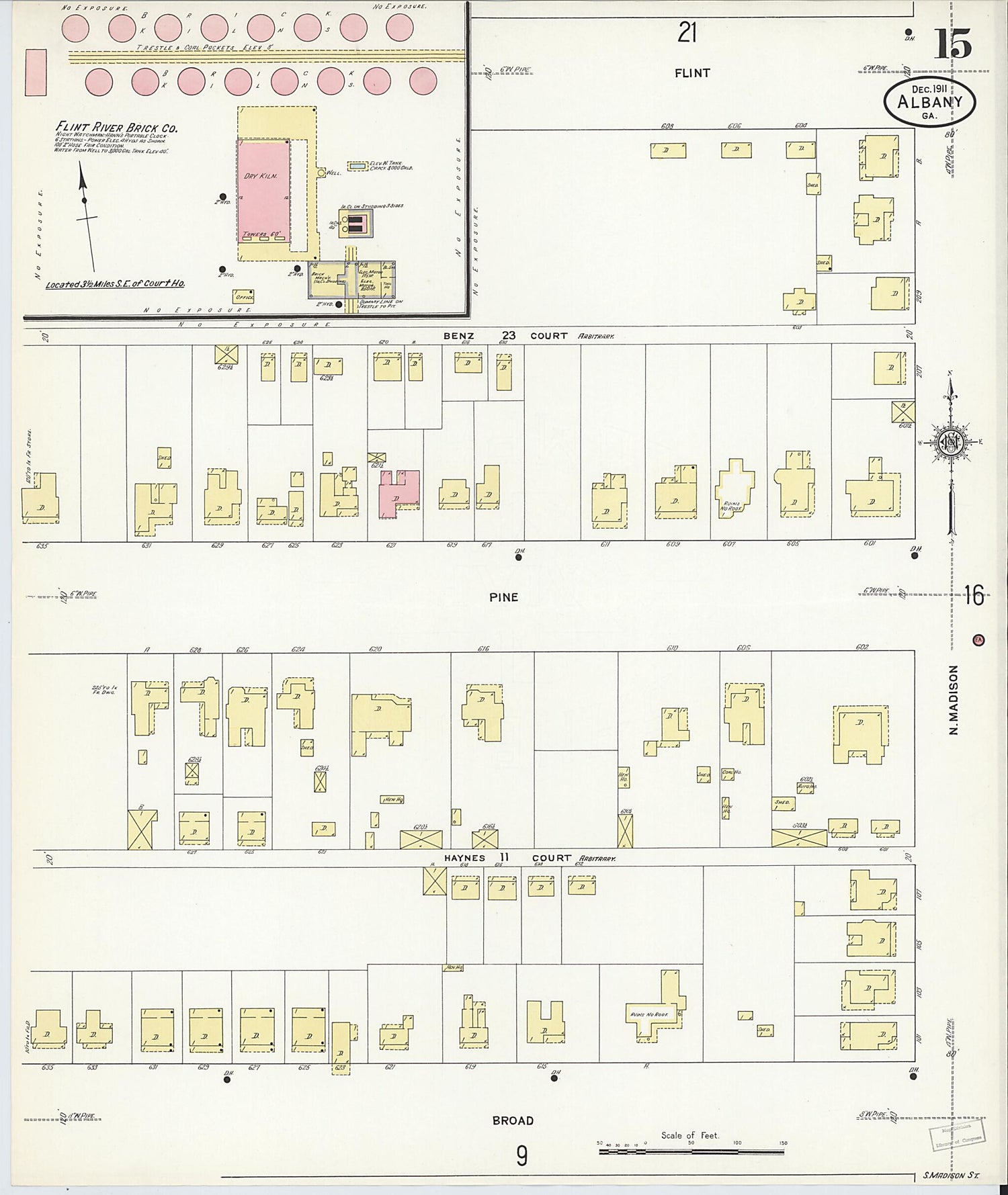 This old map of Albany, Dougherty County, Georgia was created by Sanborn Map Company in 1911