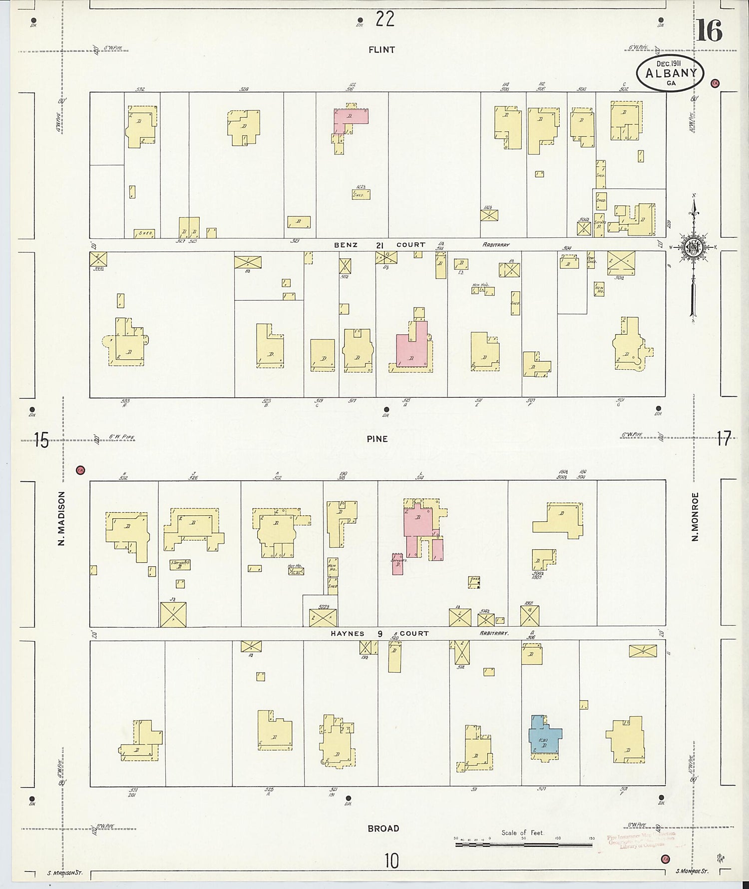 This old map of Albany, Dougherty County, Georgia was created by Sanborn Map Company in 1911