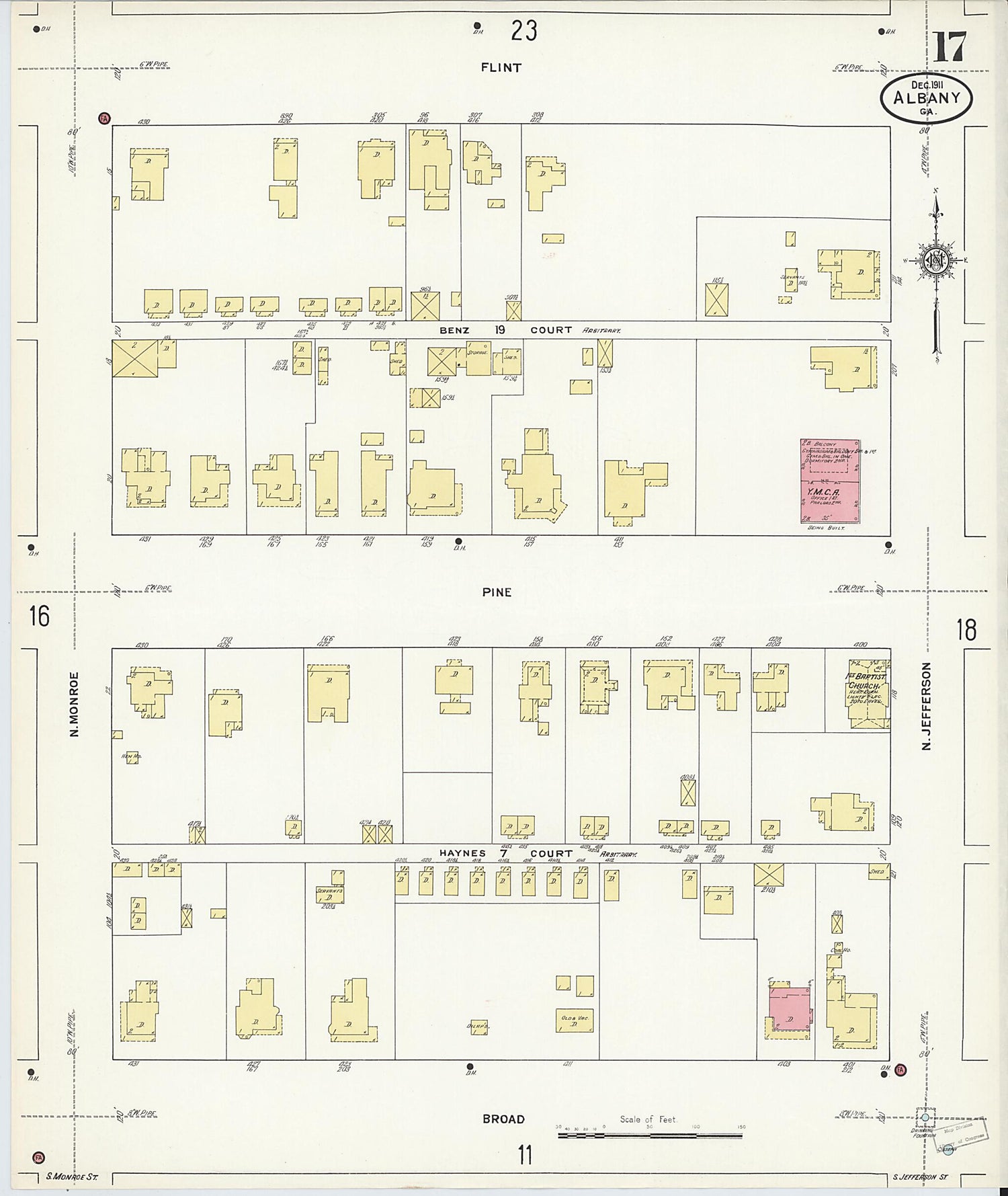 This old map of Albany, Dougherty County, Georgia was created by Sanborn Map Company in 1911