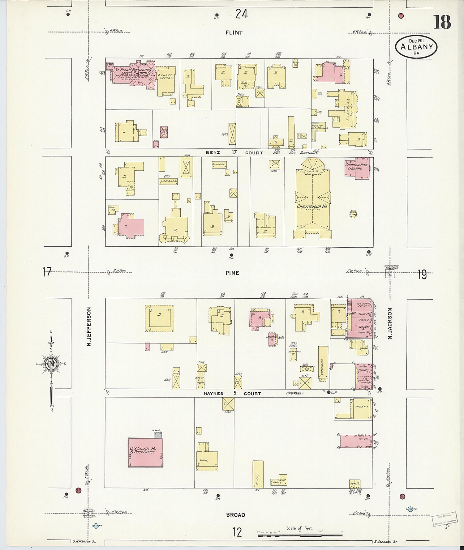 This old map of Albany, Dougherty County, Georgia was created by Sanborn Map Company in 1911