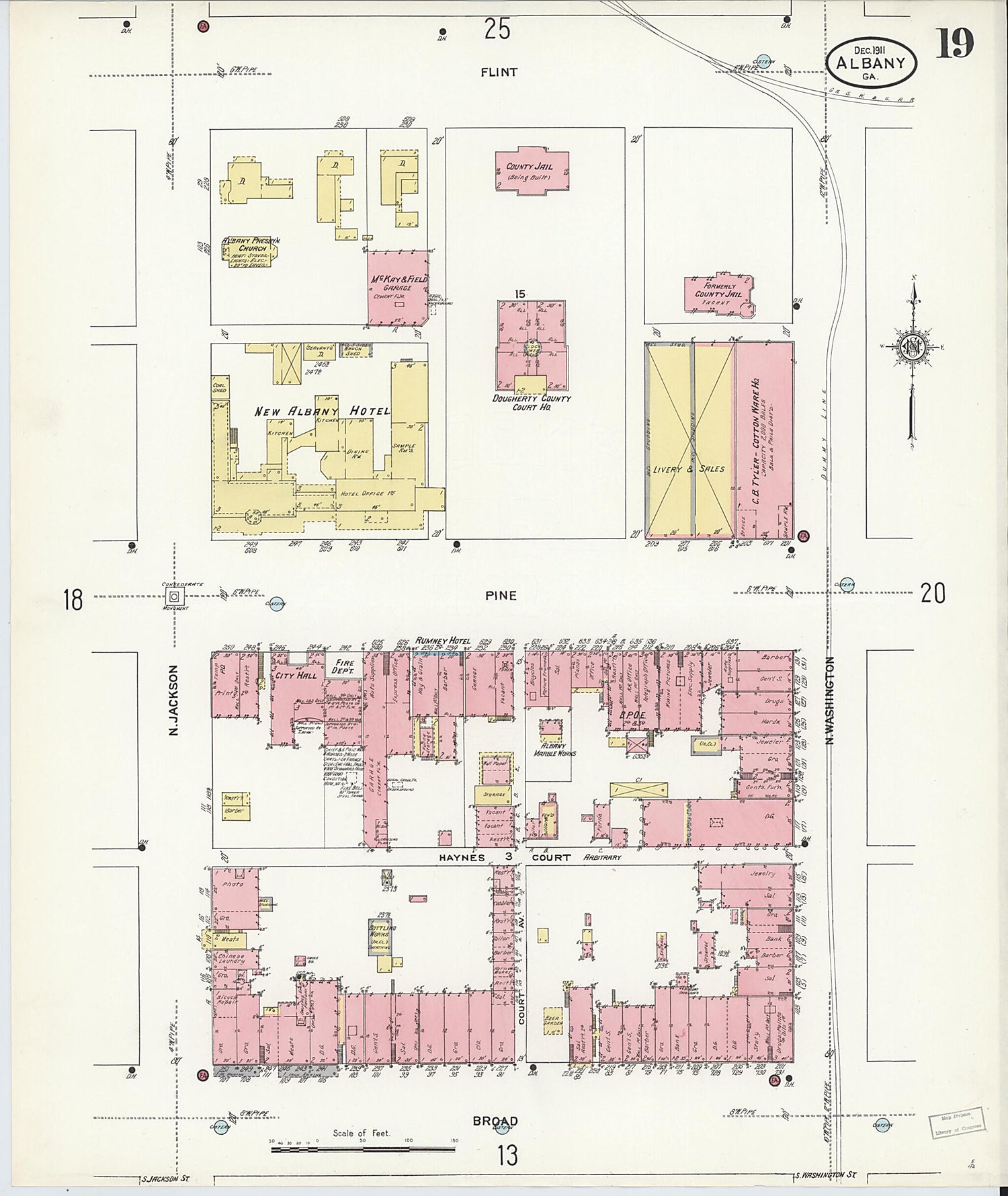 This old map of Albany, Dougherty County, Georgia was created by Sanborn Map Company in 1911