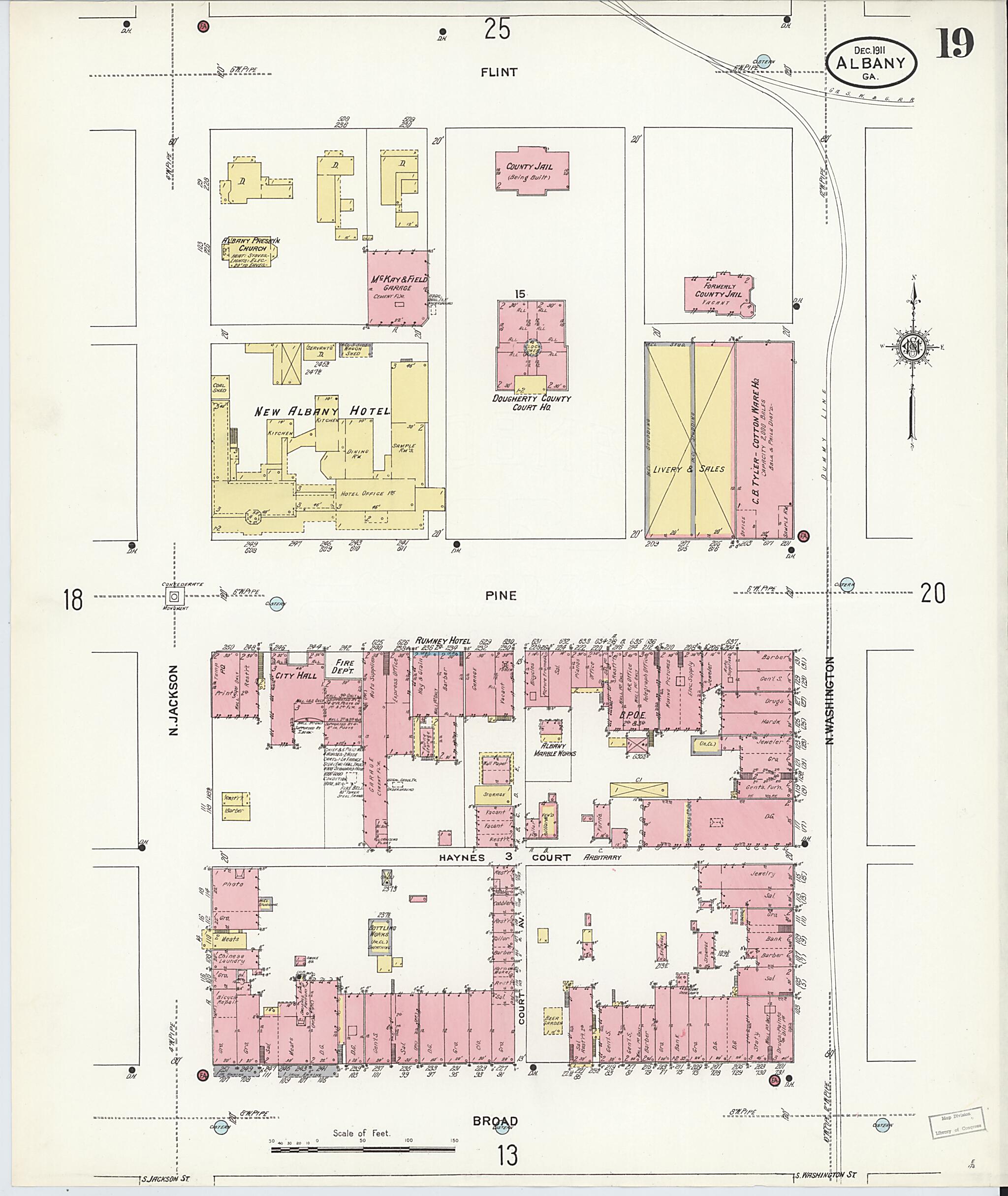 This old map of Albany, Dougherty County, Georgia was created by Sanborn Map Company in 1911