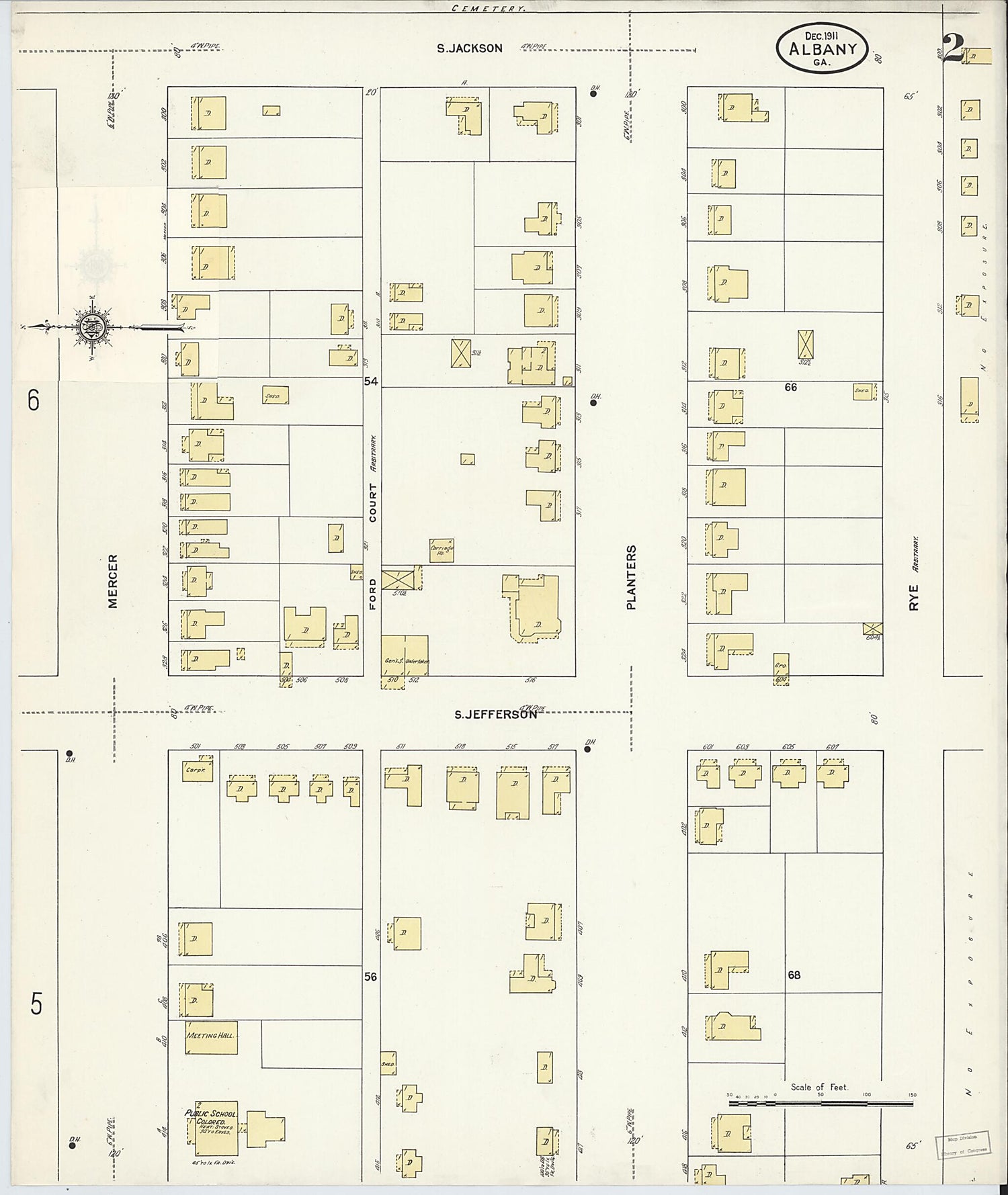 This old map of Albany, Dougherty County, Georgia was created by Sanborn Map Company in 1911