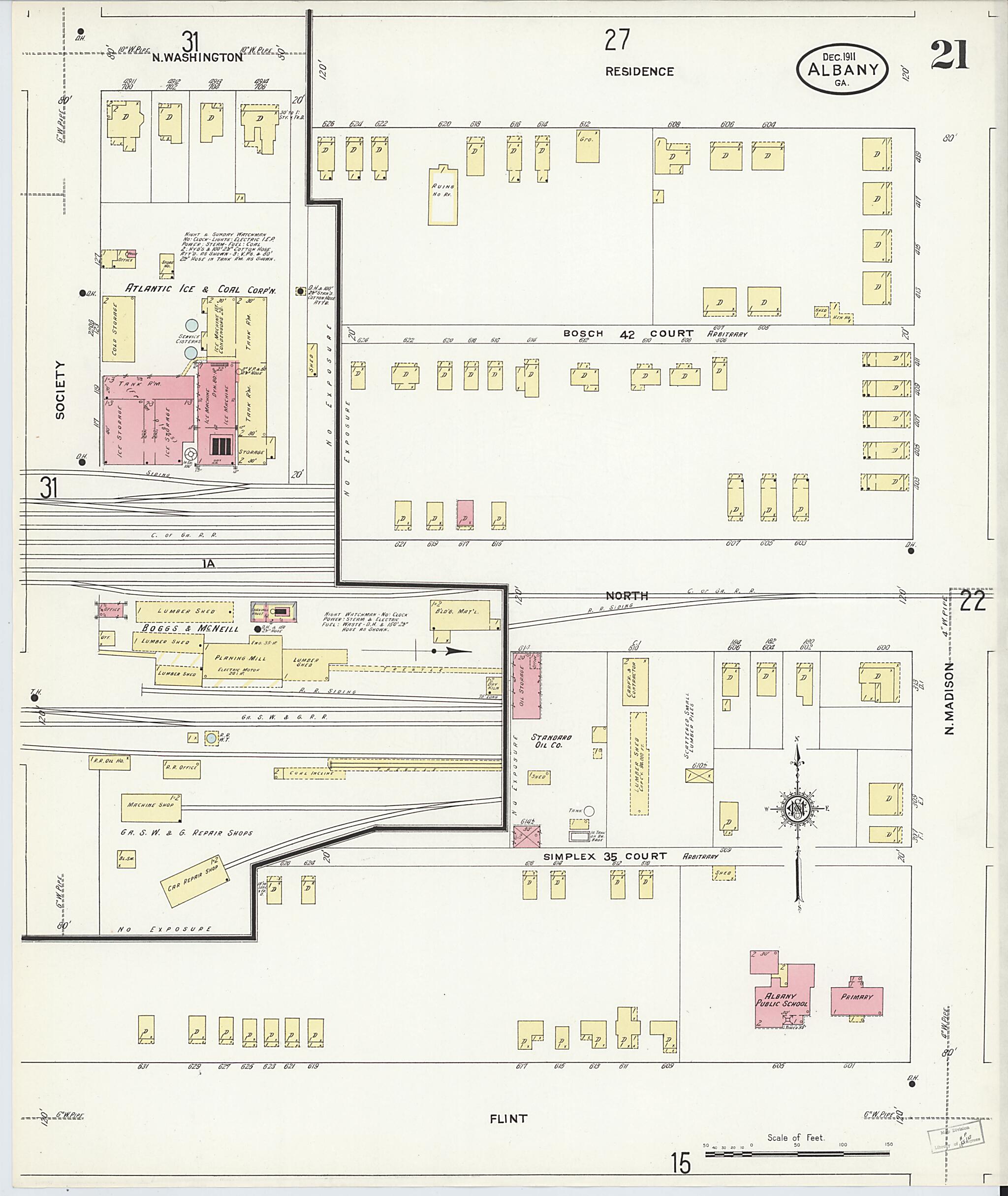 This old map of Albany, Dougherty County, Georgia was created by Sanborn Map Company in 1911